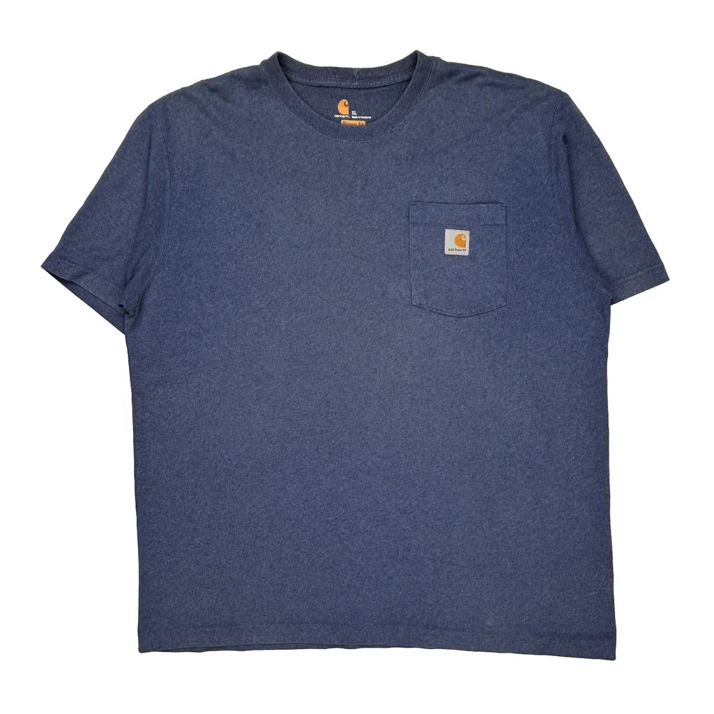 Carhartt T-Shirt - XL Blue Cotton Refurbished - Thrifted (note: this is a term often used to describe second- refurbished available on Cerqular