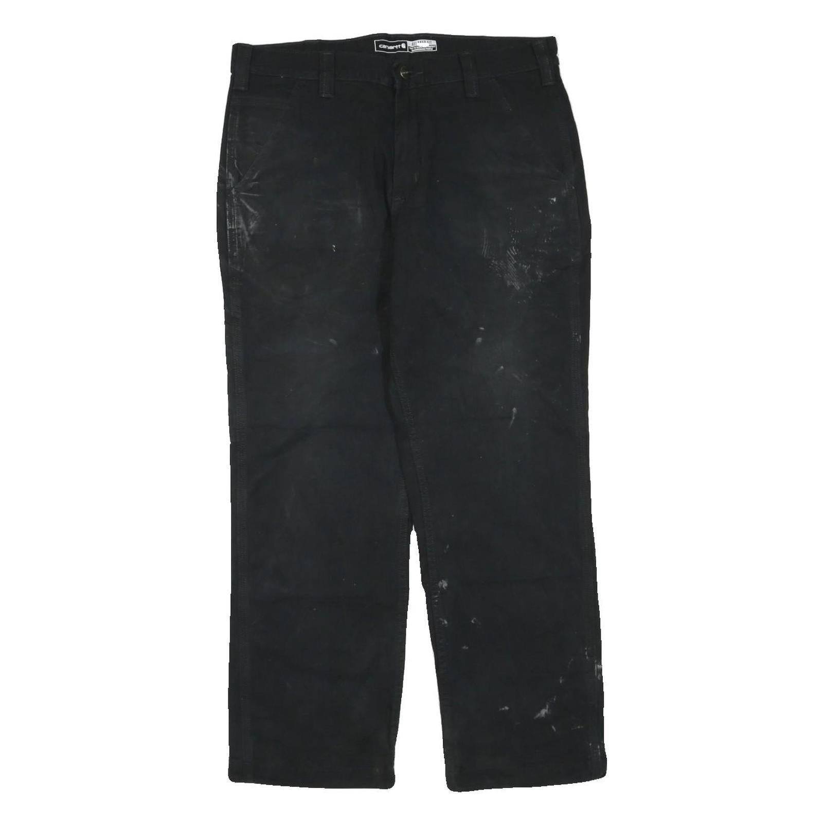 CARHARTT Mens Cotton Blend Black Regular Fit Straight Leg Trousers W34 L27 Refurbished - N/A refurbished available on Cerqular