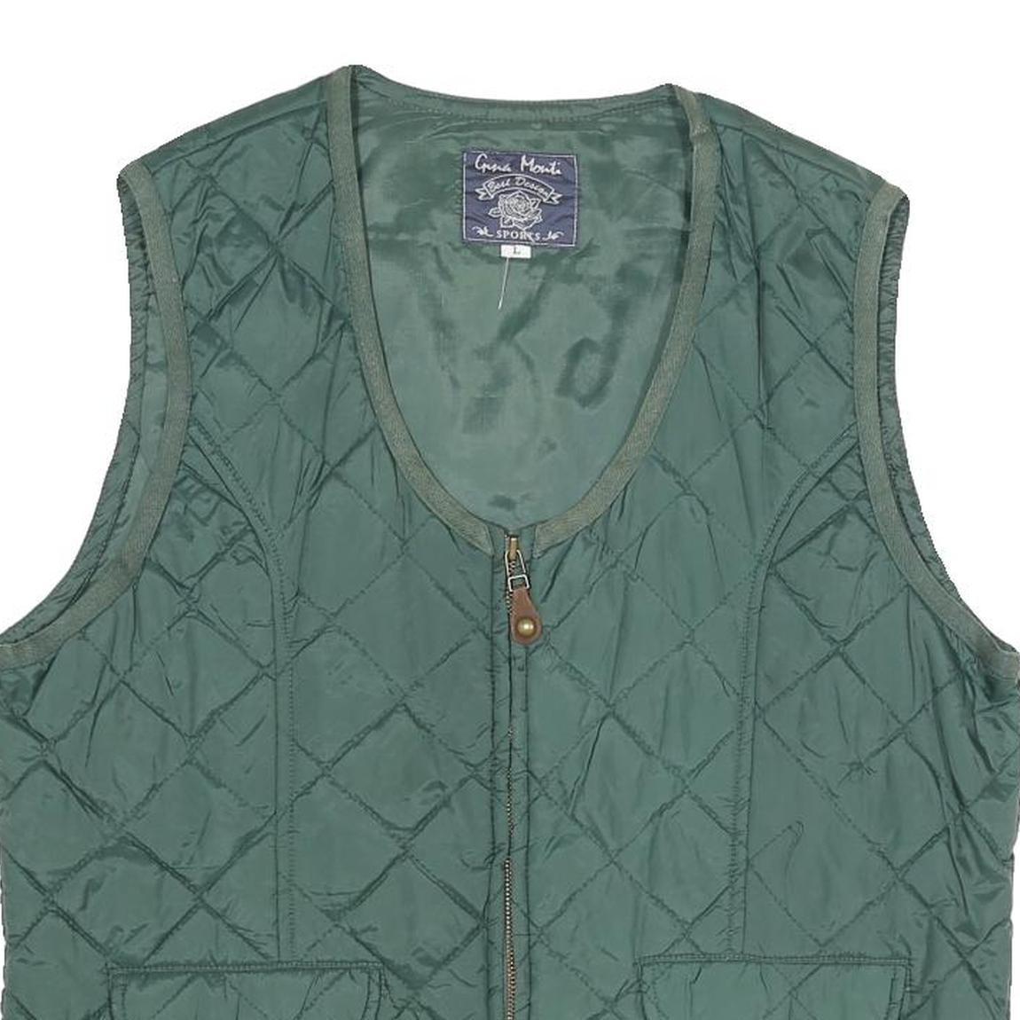 Mens Green Quilted Sleeveless Jacket L Polyester Blend Zip Fastening Casual Refurbished - N/A refurbished available on Cerqular
