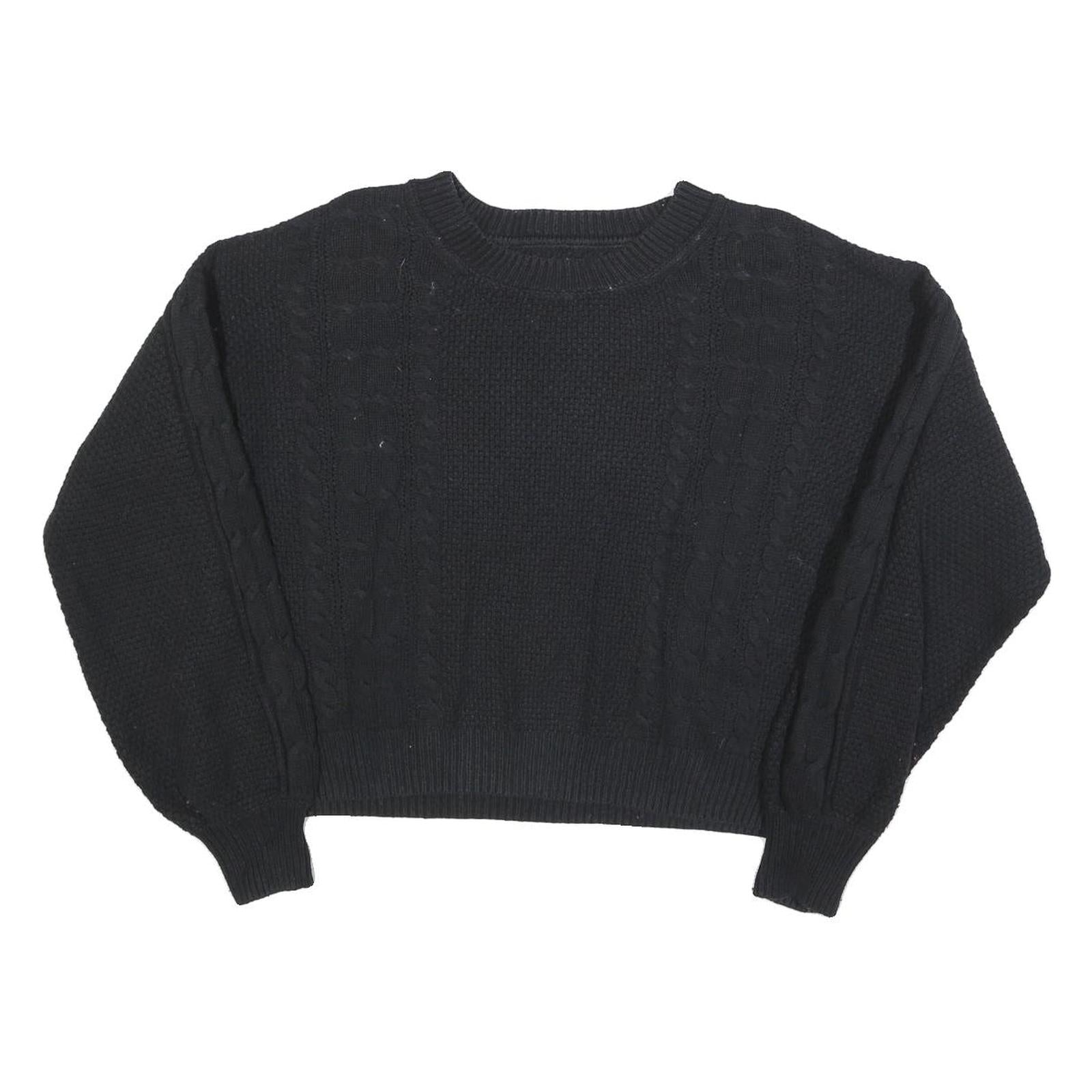GAP Womens Black Patterned Jumper Crew Neck Cable Knit M Cotton Casual Knitwear Refurbished - N/A refurbished available on Cerqular