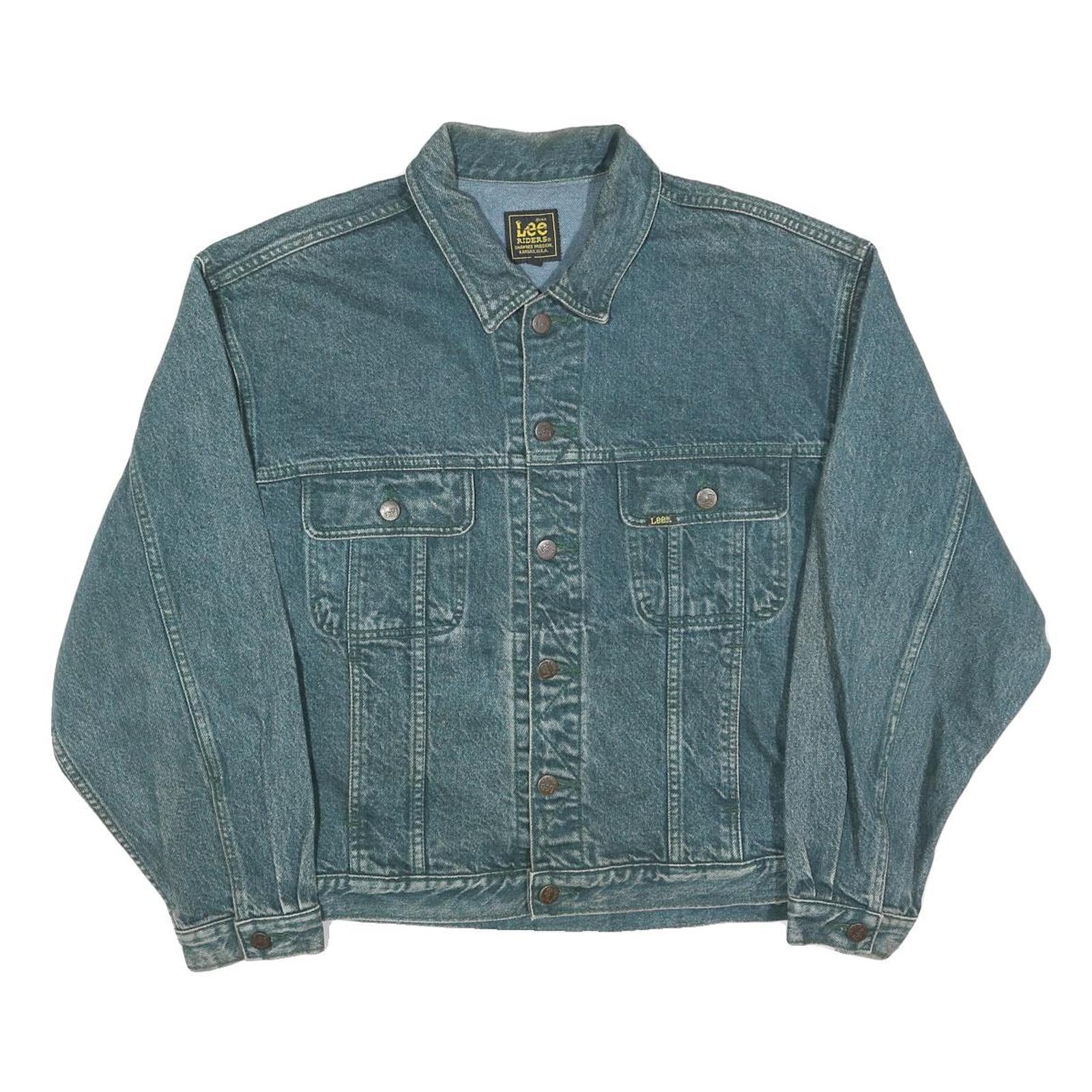 LEE Mens Blue Denim Jacket L Cotton Button Closure Classic Fit Vintage Style Refurbished - N/A refurbished available on Cerqular