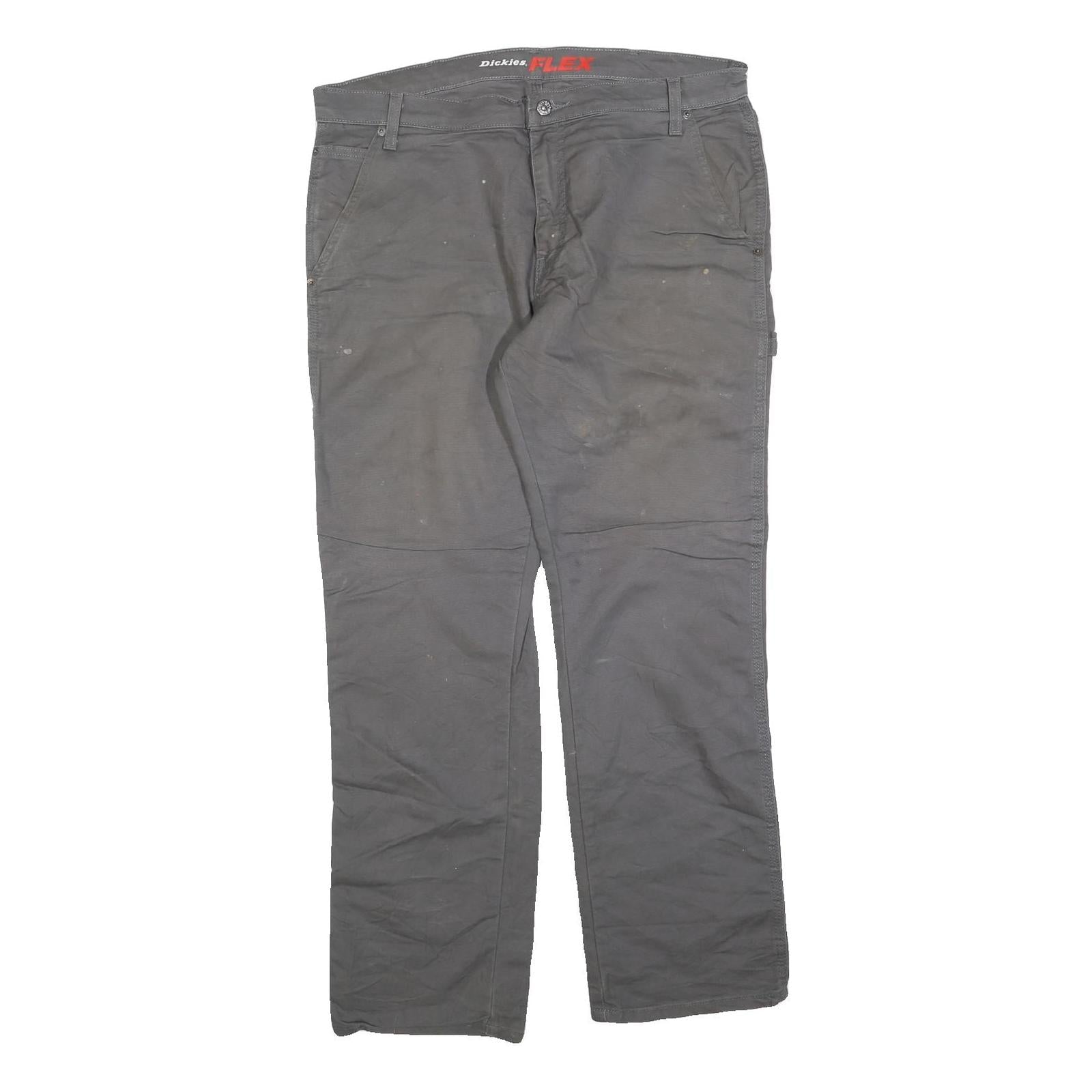 DICKIES Mens Cotton Blend Relaxed Fit Grey Trousers W36 L32 Workwear Zip Closure Refurbished - N/A refurbished available on Cerqular