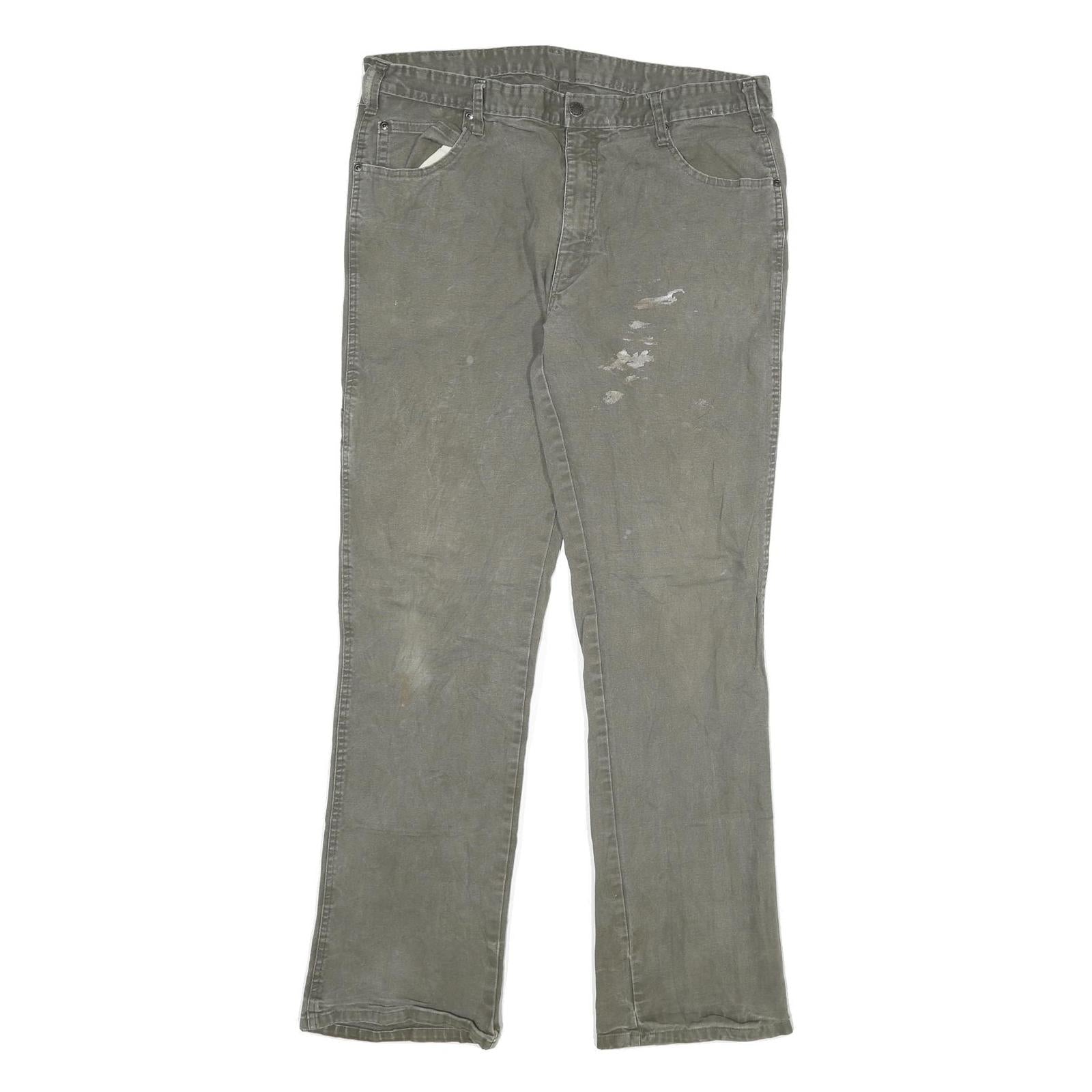 DICKIES Mens Cotton Blend Green Regular Straight Trousers W36 L34 Workwear Zip Refurbished - N/A refurbished available on Cerqular