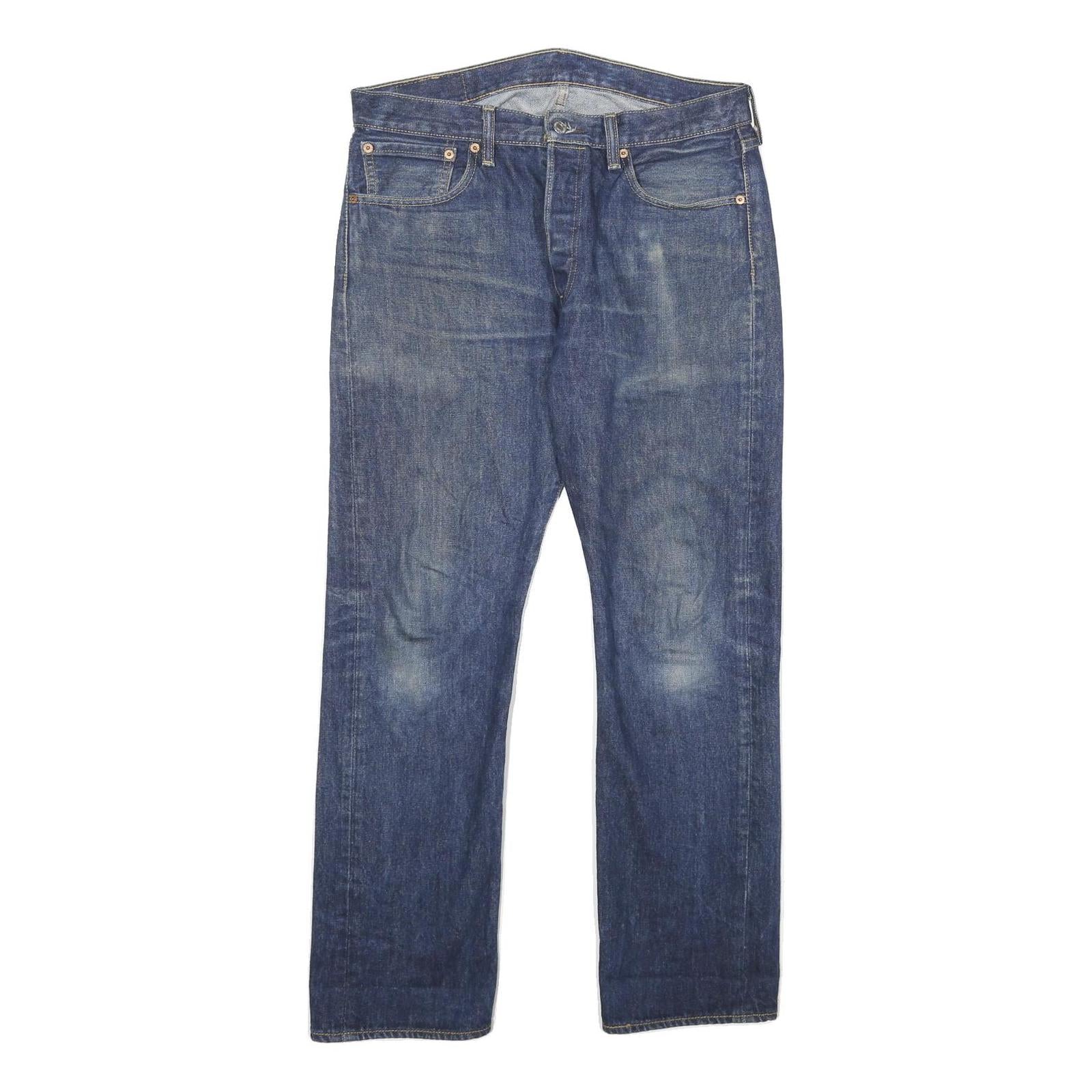 LEVI'S 501 Mens Jeans Blue Classic Straight Denim Medium W32 L30 Button Closure Refurbished - N/A refurbished available on Cerqular