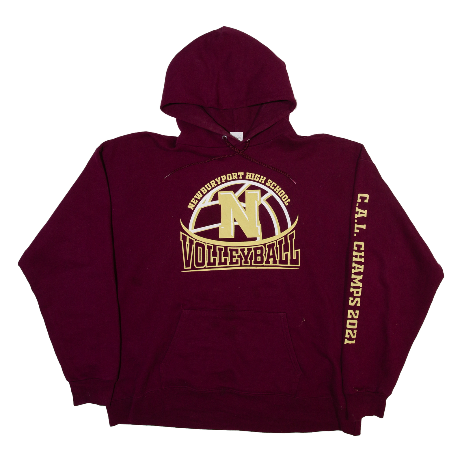 HANES Newburyport High School Volleyball Mens Maroon Hoodie USA L Refurbished - N/A refurbished available on Cerqular