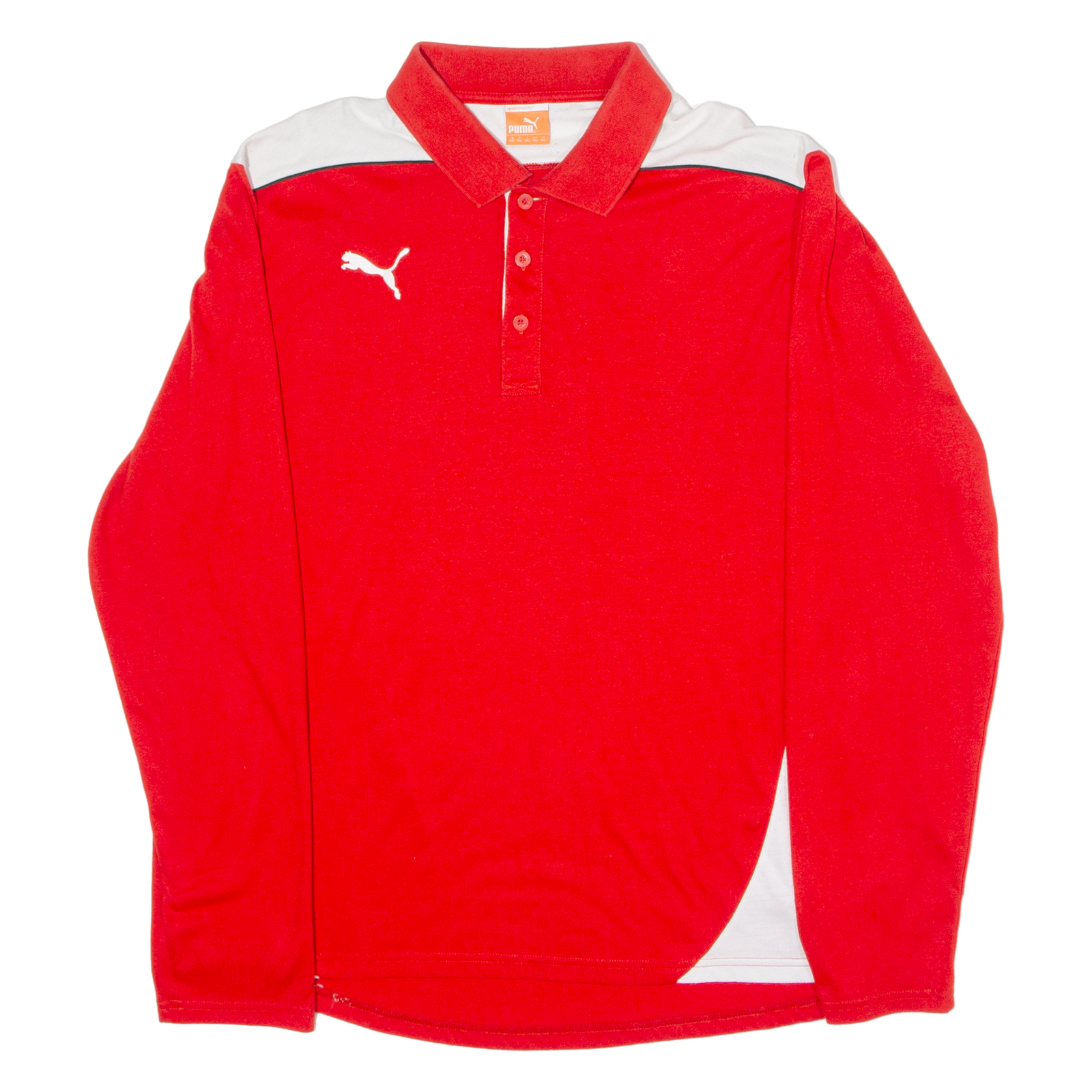 PUMA Mens Polo Shirt Red Colourblock Long Sleeve 2XL Refurbished - N/A refurbished available on Cerqular