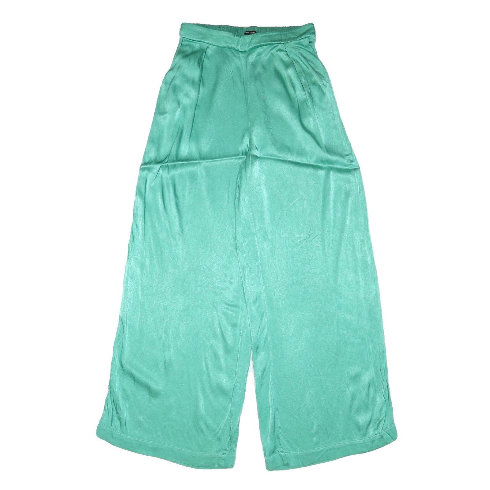 KAREN MILLEN Womens Rayon Relaxed Wide-Leg Trousers W26 L30 Pastel Green Loose Refurbished - N/A refurbished available on Cerqular