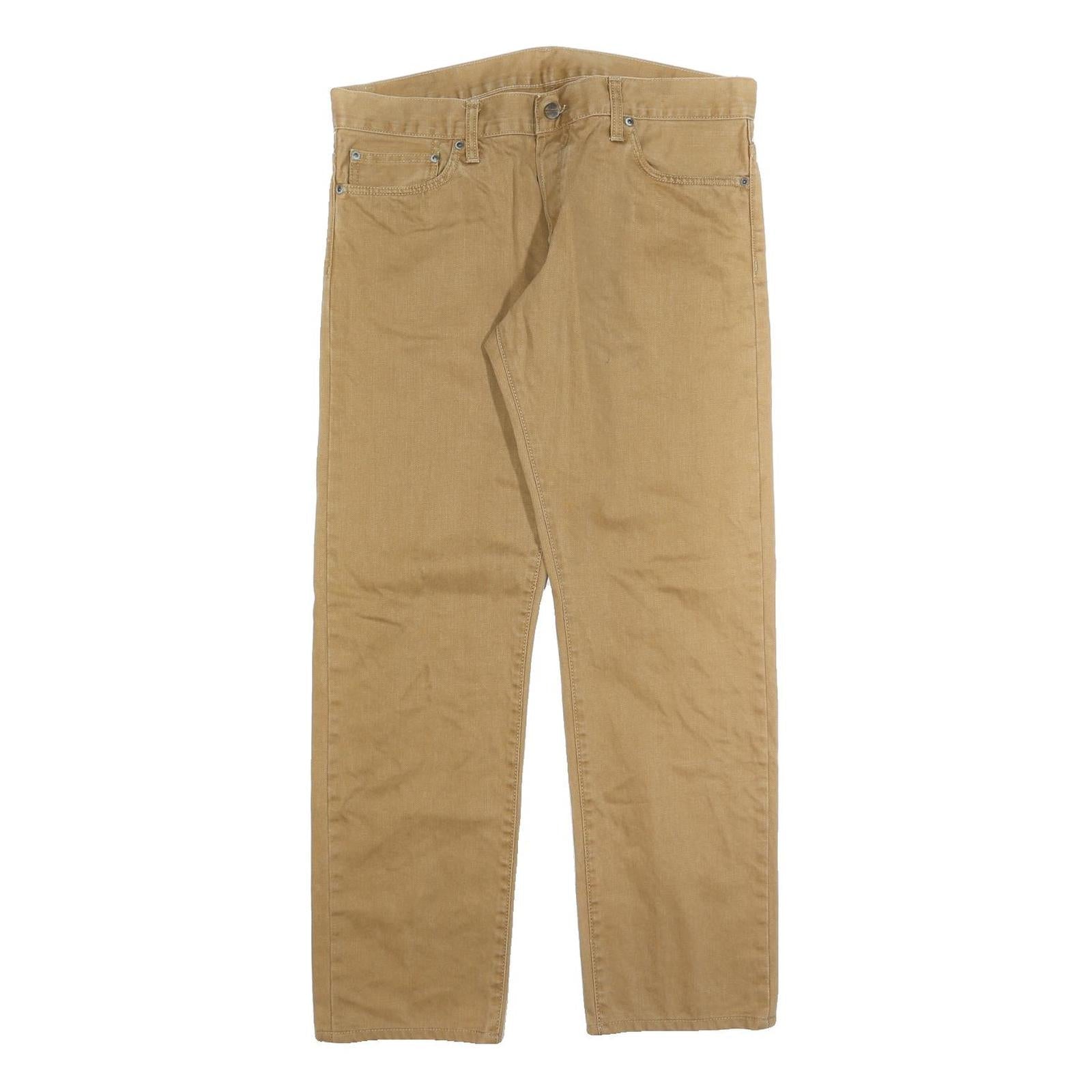 CARHARTT Mens Beige Regular Fit Straight Denim Jeans W34 L30 Cotton Blend Zip Refurbished - N/A refurbished available on Cerqular