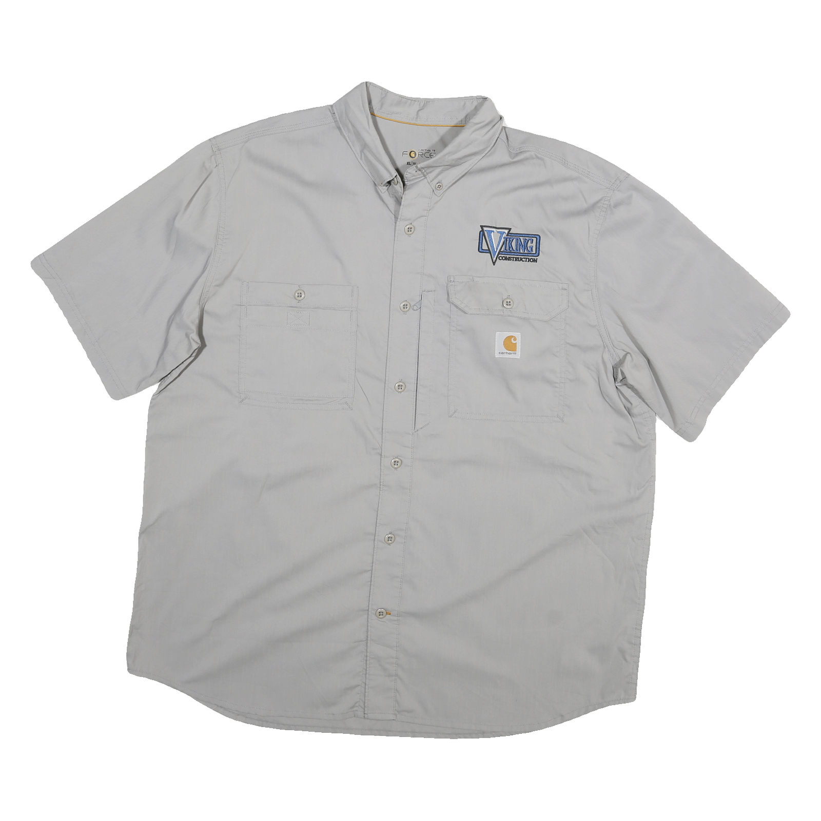 CARHARTT Mens Grey Work Shirt XL Viking Construction Cotton Blend Button Down Refurbished - N/A refurbished available on Cerqular