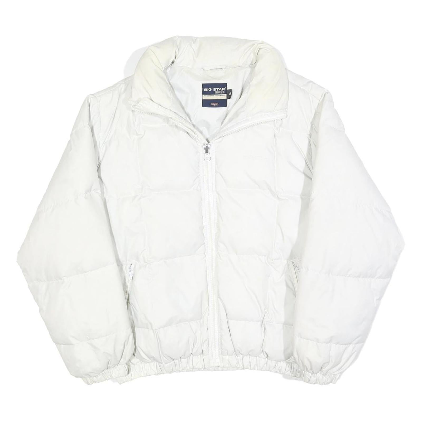 BIG STAR Womens White Puff Jacket M Polyester Blend Puffer Zip Casual Refurbished - N/A refurbished available on Cerqular