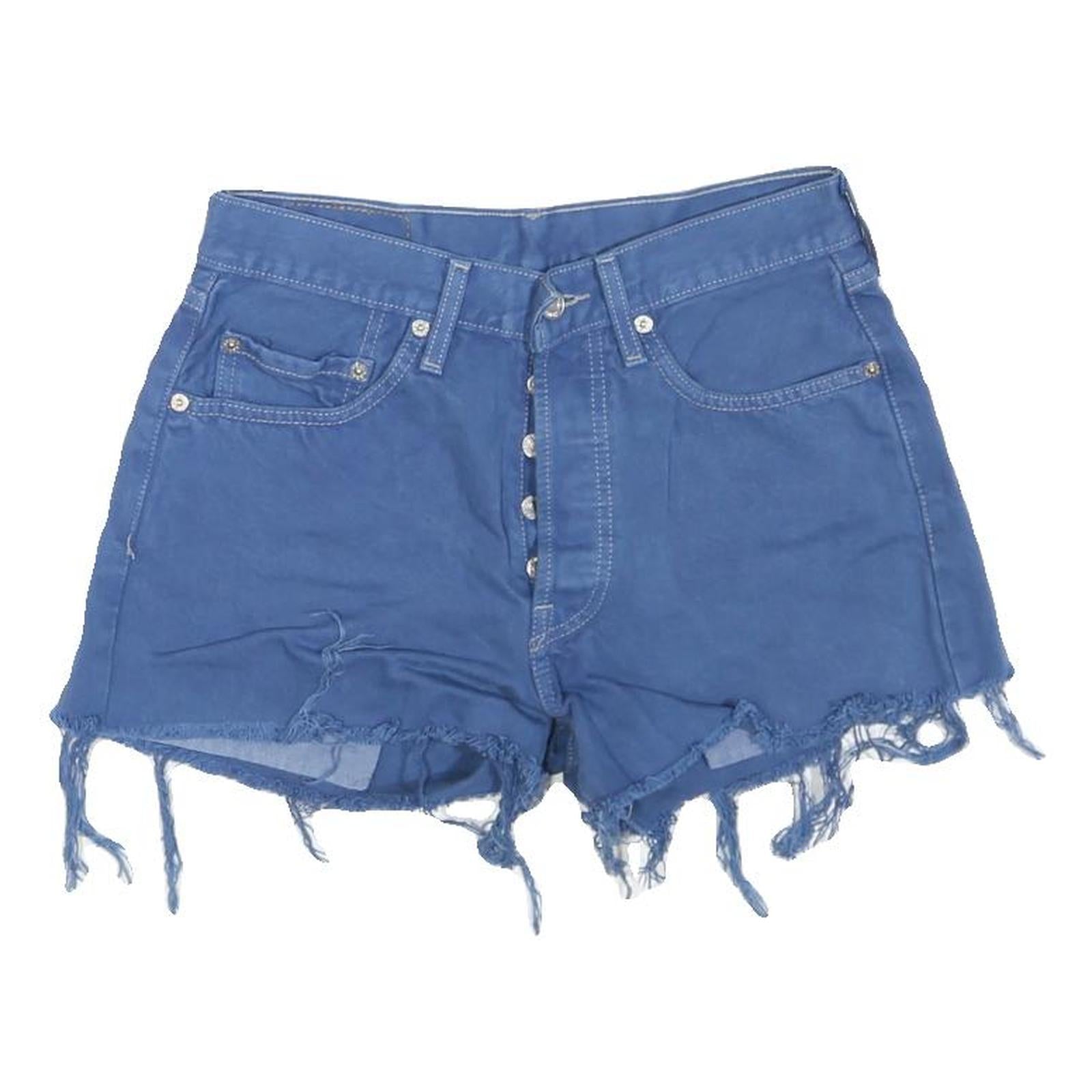 LEVI'S Womens Shorts Blue Casual S W28 Distressed Raw Hem Buttons Refurbished - N/A refurbished available on Cerqular