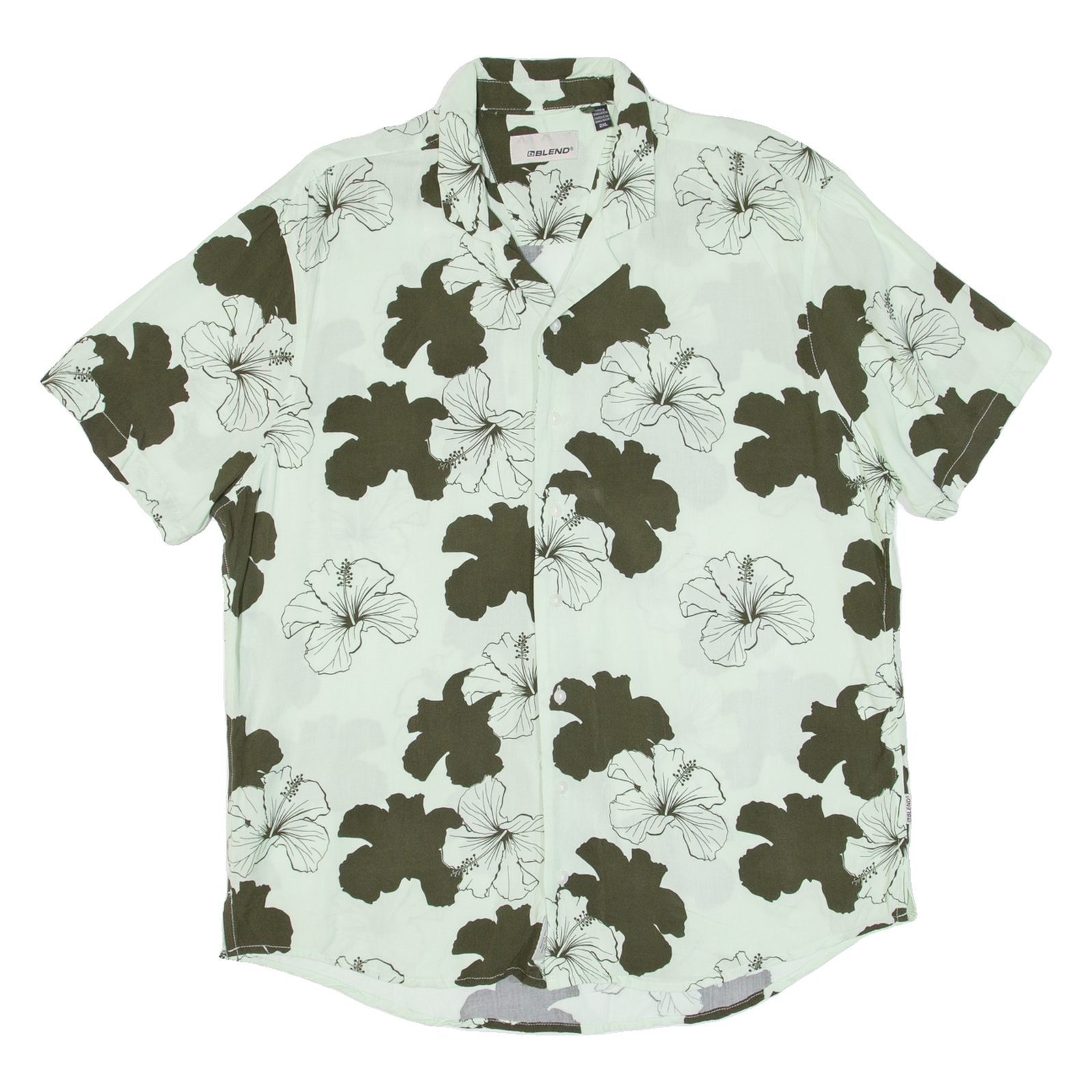 BLEND Mens Hawaiian Shirt Green Floral 2XL Refurbished - N/A refurbished available on Cerqular