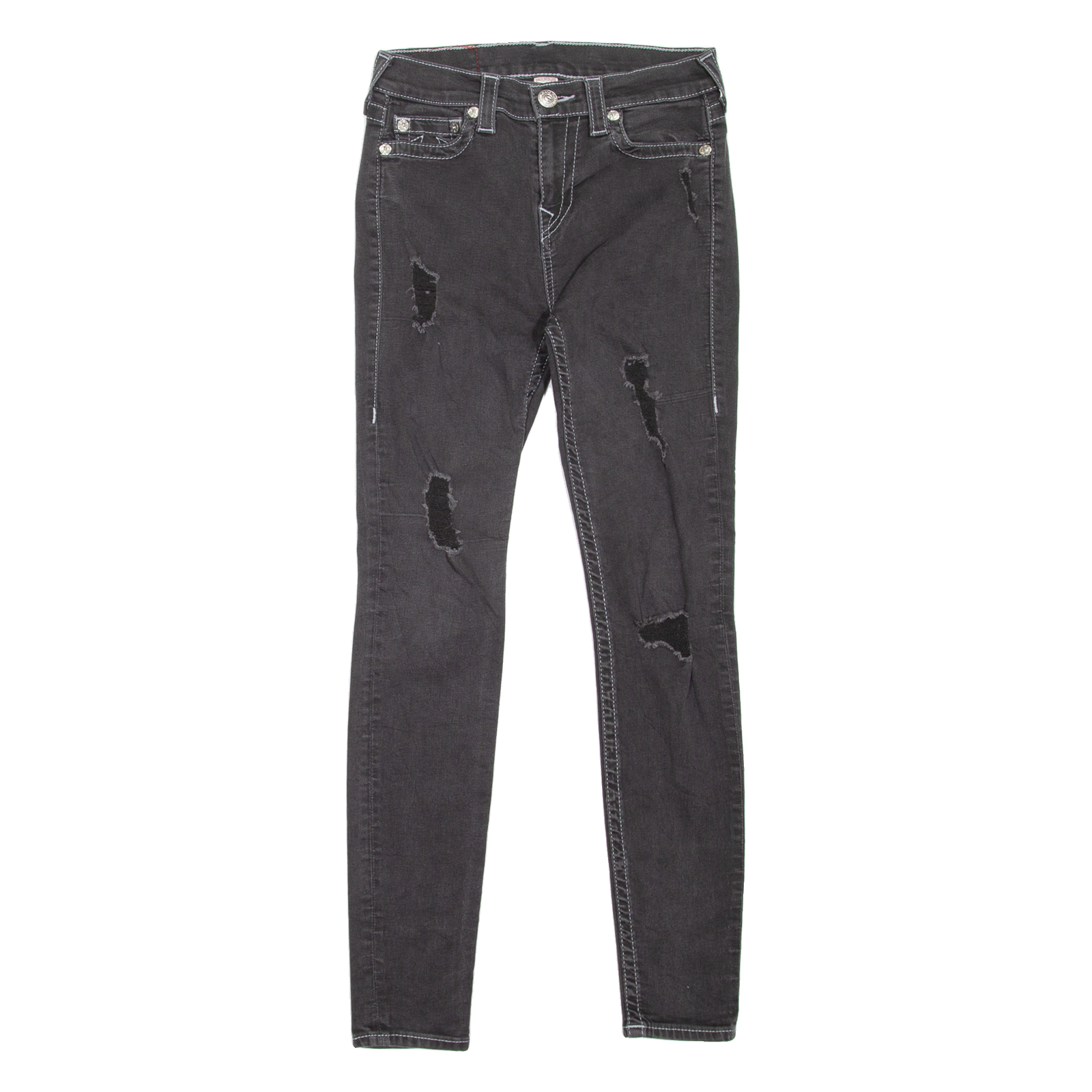 TRUE RELIGION High Waisted Distressed Womens Jeans Black Slim Skinny W25 L29 Refurbished - N/A refurbished available on Cerqular