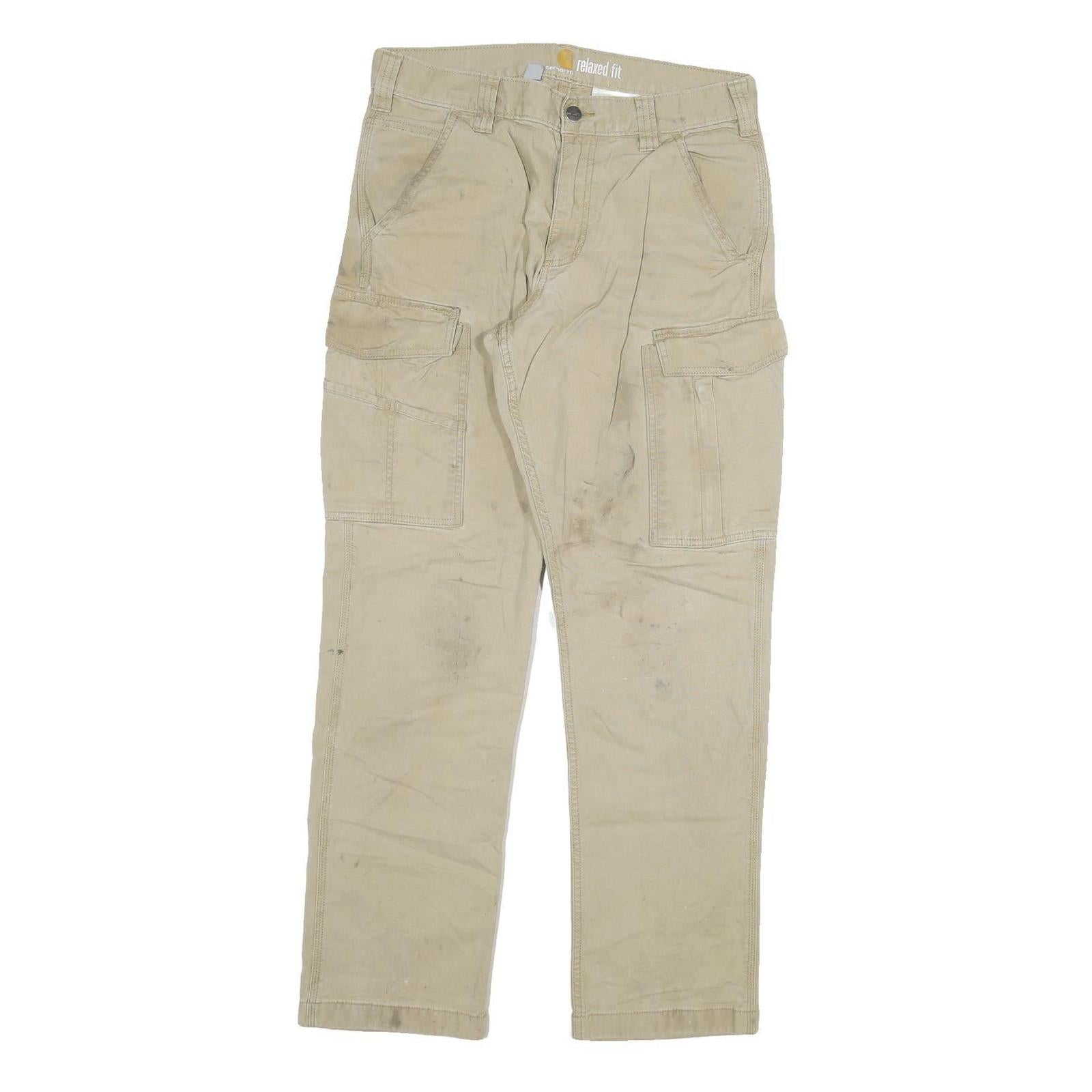 CARHARTT Mens Relaxed Fit Beige Cotton Blend Cargo Trousers W31 L32 Workwear Refurbished - N/A refurbished available on Cerqular