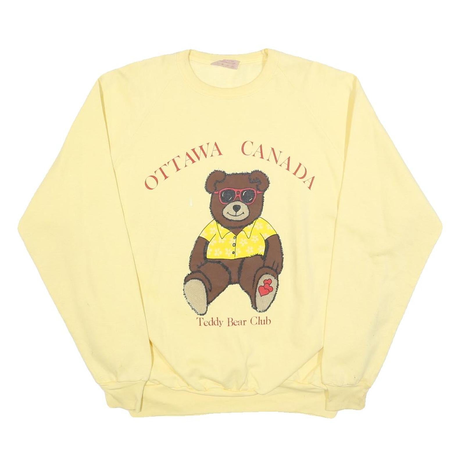 WORLD PRO Womens Yellow Ottawa Canada Teddy Bear Club Crew Neck XL Sweatshirt Refurbished - N/A refurbished available on Cerqular