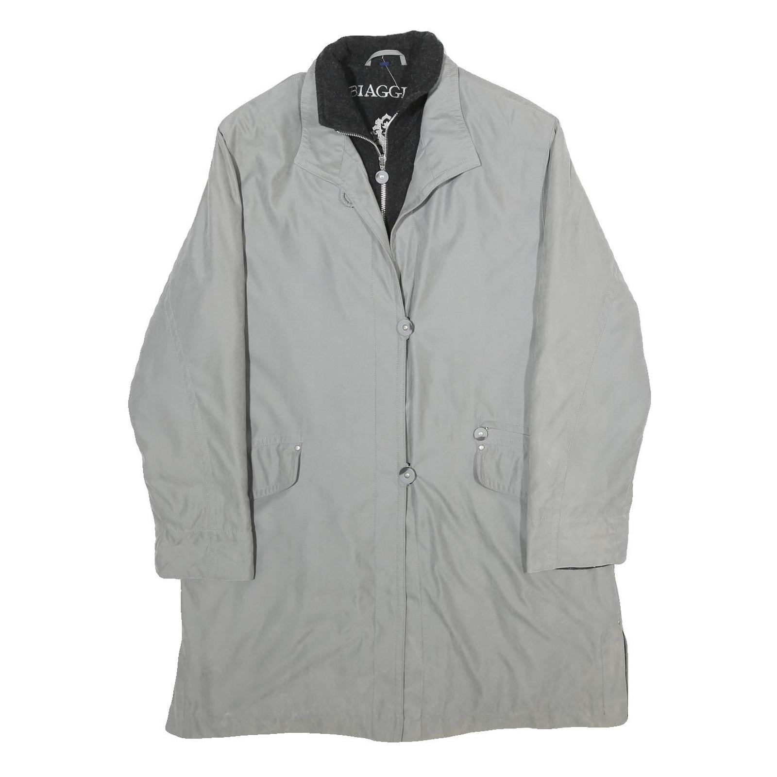 BIAGGINI Womens Grey Jacket XL Polyester Blend Classic Zip Plain Lightweight Refurbished - N/A refurbished available on Cerqular