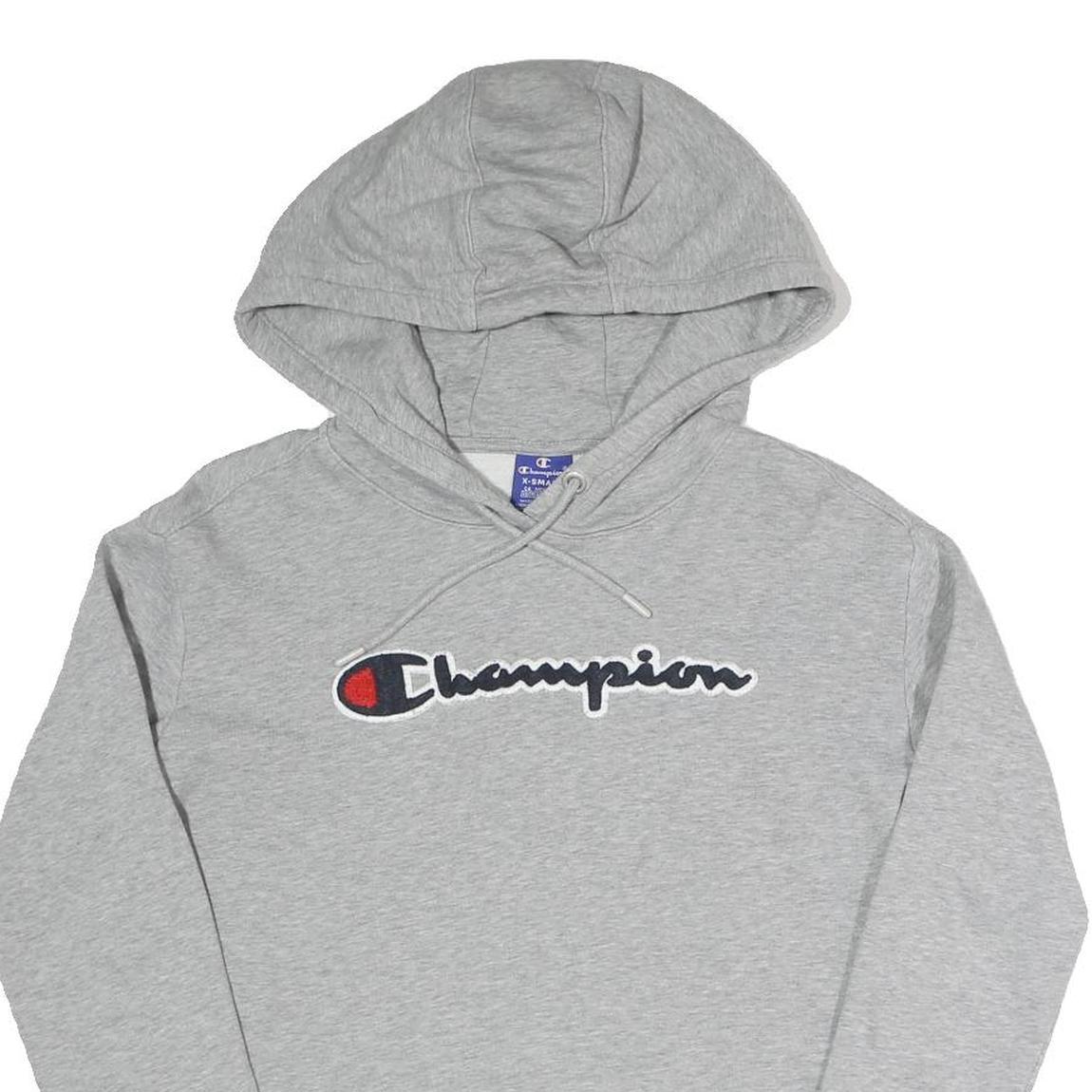 CHAMPION Womens Grey Cropped Hoodie XS Cotton Blend Pullover Casual Sportswear Refurbished - N/A refurbished available on Cerqular