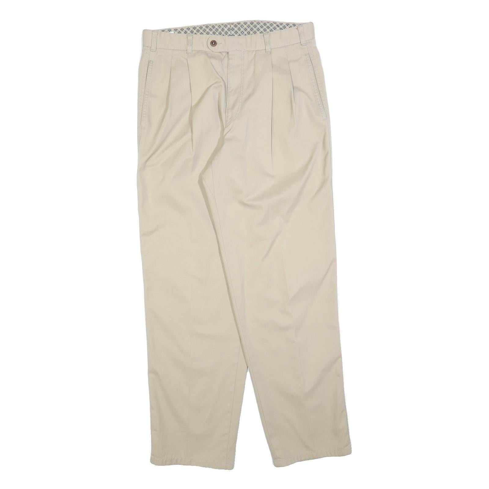 HERREN GLOBUS Mens Beige Cotton Blend Regular Fit Trousers W34 L32 Casual Refurbished - N/A refurbished available on Cerqular