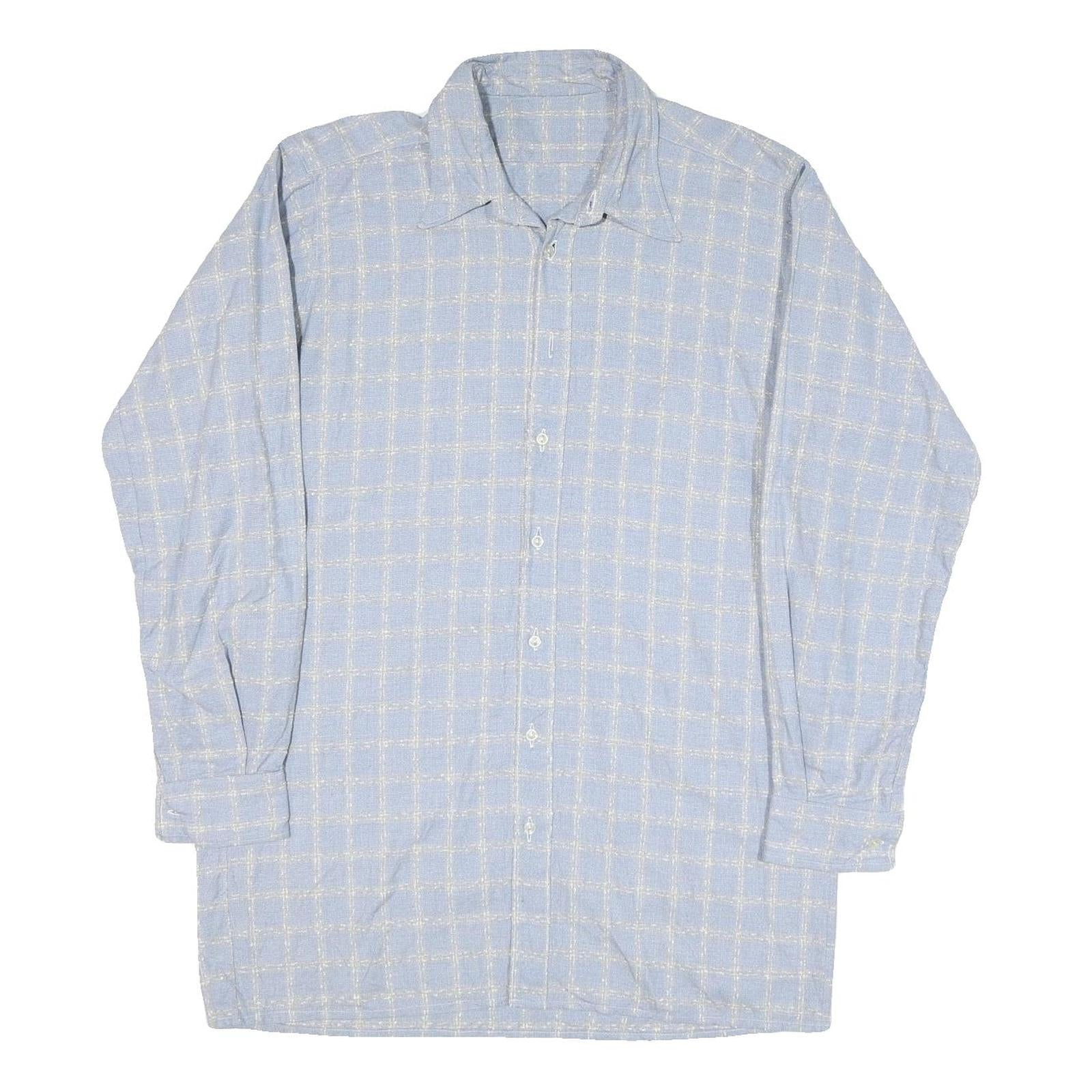 Mens Blue Check Shirt XL Long Sleeve Cotton Blend Casual Button Up Refurbished - N/A refurbished available on Cerqular