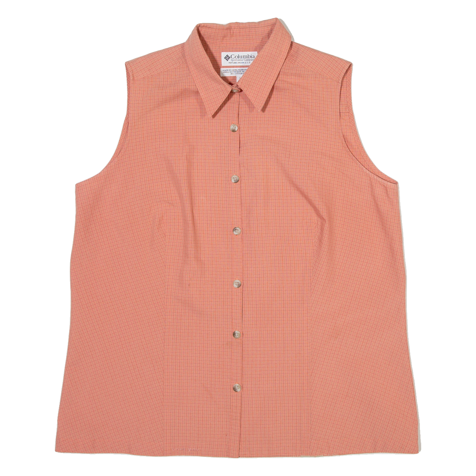 COLUMBIA Womens Shirt Orange Check Sleeveless L Refurbished - N/A refurbished available on Cerqular