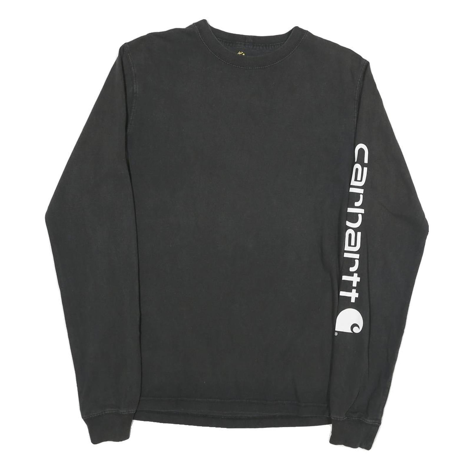 CARHARTT Mens Black Sleeve Logo Long Sleeve Crew Neck T-Shirt S Cotton Blend Refurbished - N/A refurbished available on Cerqular