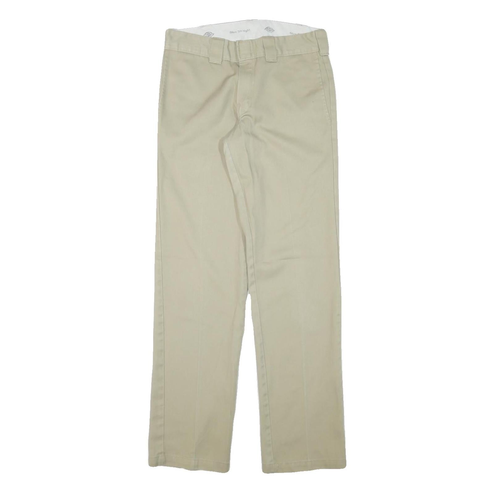 DICKIES Mens Cotton Blend Beige Slim Straight Trousers W30 L32 Workwear Zip Refurbished - N/A refurbished available on Cerqular