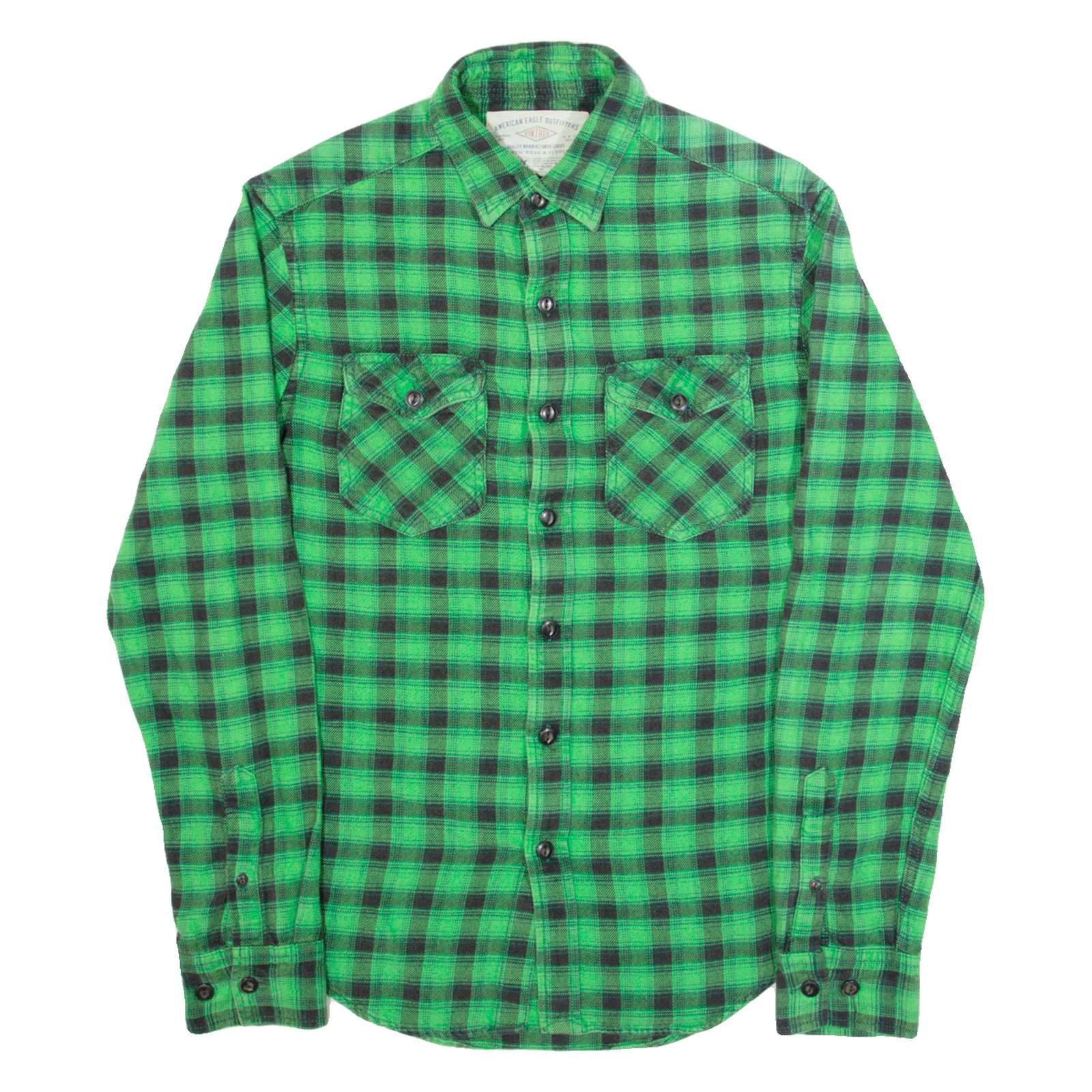 AMERICAN EAGLE Mens Shirt Green Check Long Sleeve XS Refurbished - N/A refurbished available on Cerqular