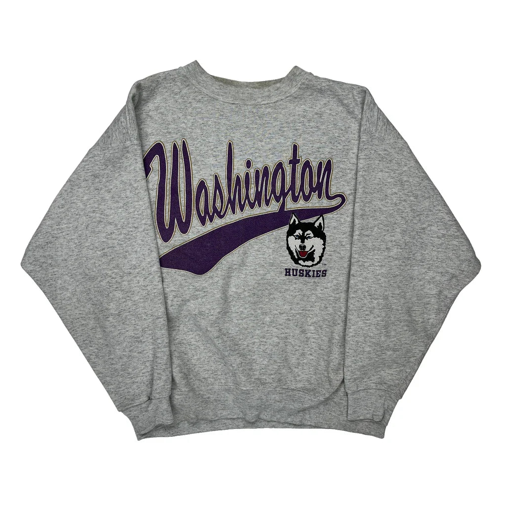 Washington Huskies Galt Sand College Sweatshirt - XL Grey Cotton Refurbished - Thrifted (note: this is a term often used to describe second- refurbished available on Cerqular