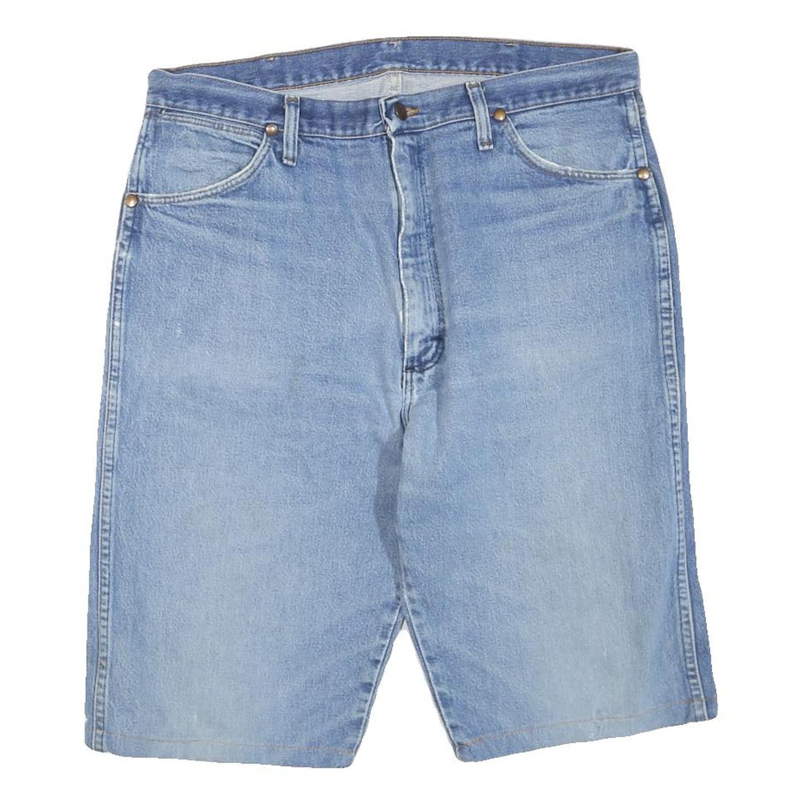 WRANGLER Womens Shorts Blue Denim Casual M W34 Cotton Blend Classic Fit Refurbished - N/A refurbished available on Cerqular
