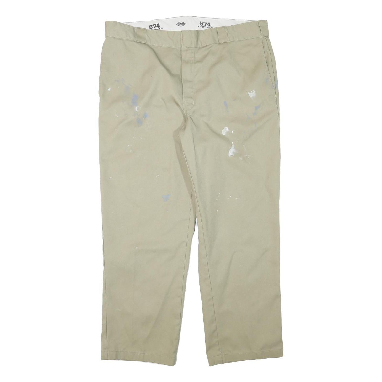 DICKIES Mens Cotton Blend Beige Regular Fit Straight Trousers W38 L28 Workwear Refurbished - N/A refurbished available on Cerqular