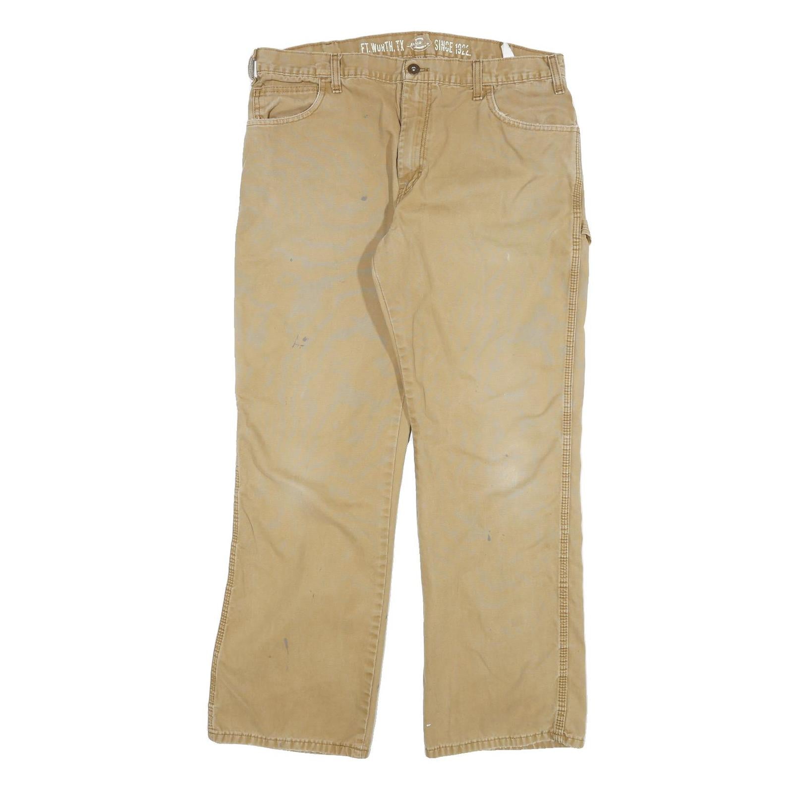 DICKIES Mens Cotton Blend Beige Regular Straight Trousers W34 L30 Workwear Zip Refurbished - N/A refurbished available on Cerqular