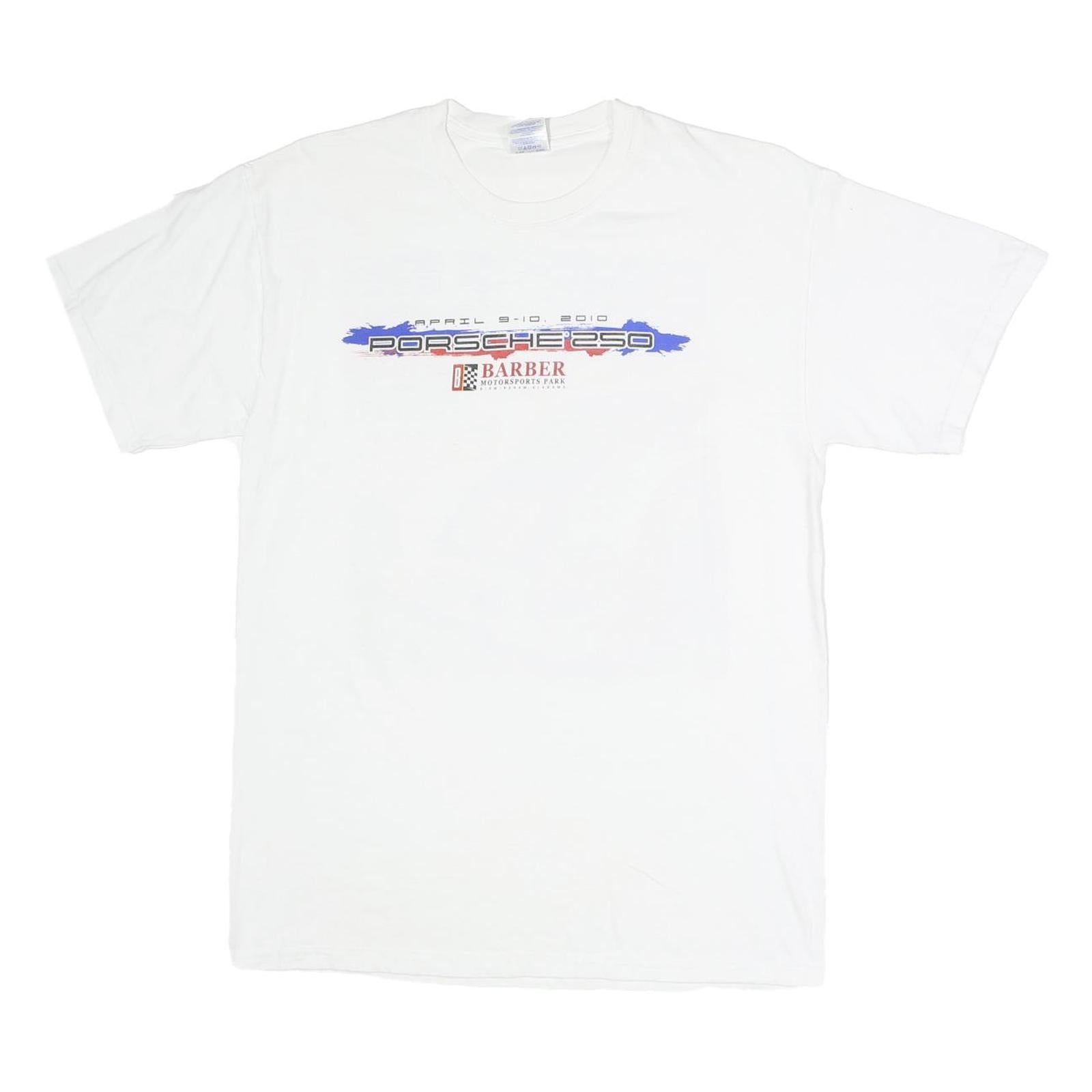 GILDAN Mens White Porsche 250 Graphic T-Shirt M Short Sleeve Crew Neck Racing Refurbished - N/A refurbished available on Cerqular