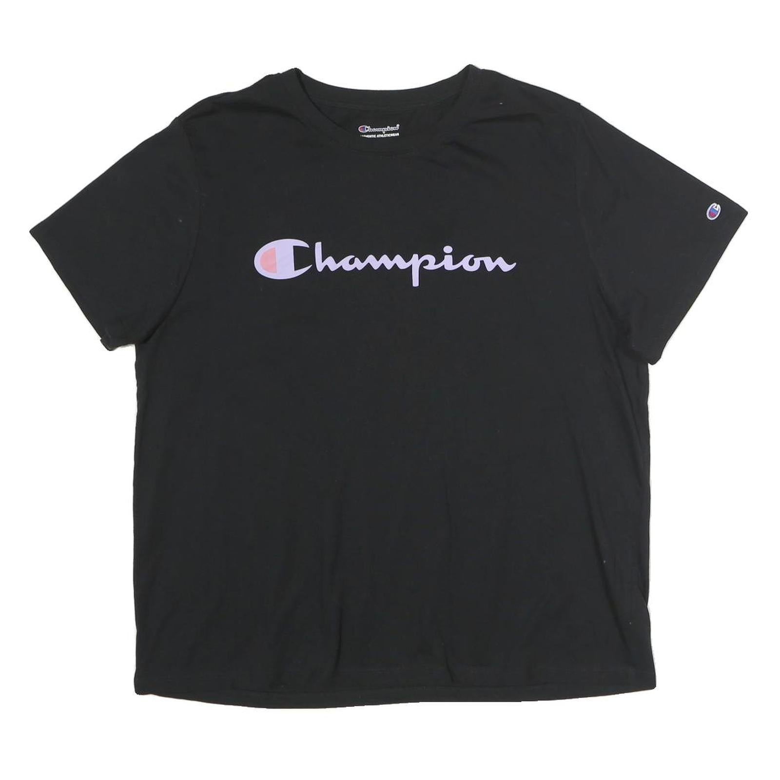 CHAMPION Womens Black Graphic T-Shirt XL Short Sleeve Crew Neck Cotton Casual Refurbished - N/A refurbished available on Cerqular
