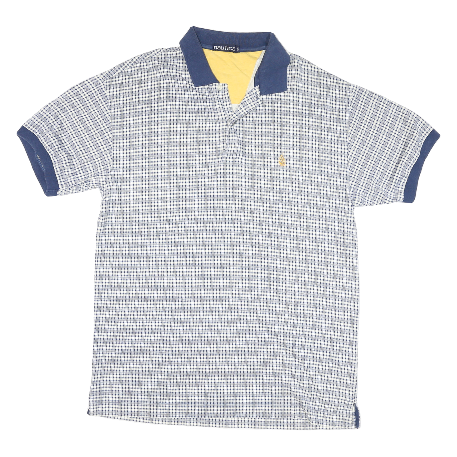 NAUTICA Mens Blue & White Check Short Sleeve Polo Shirt L Cotton Blend Casual Refurbished - N/A refurbished available on Cerqular