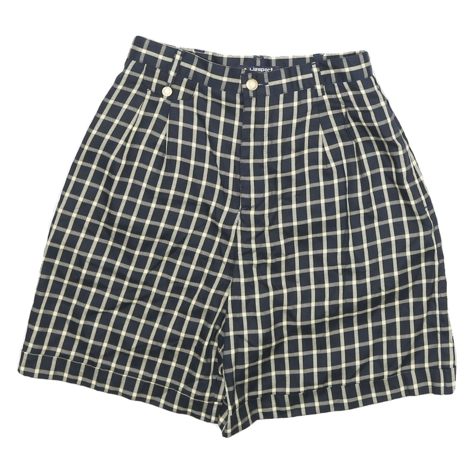 LIZSPORT Womens Shorts Blue & Cream Check UK 4 W24 Casual Polyester Blend Refurbished - N/A refurbished available on Cerqular