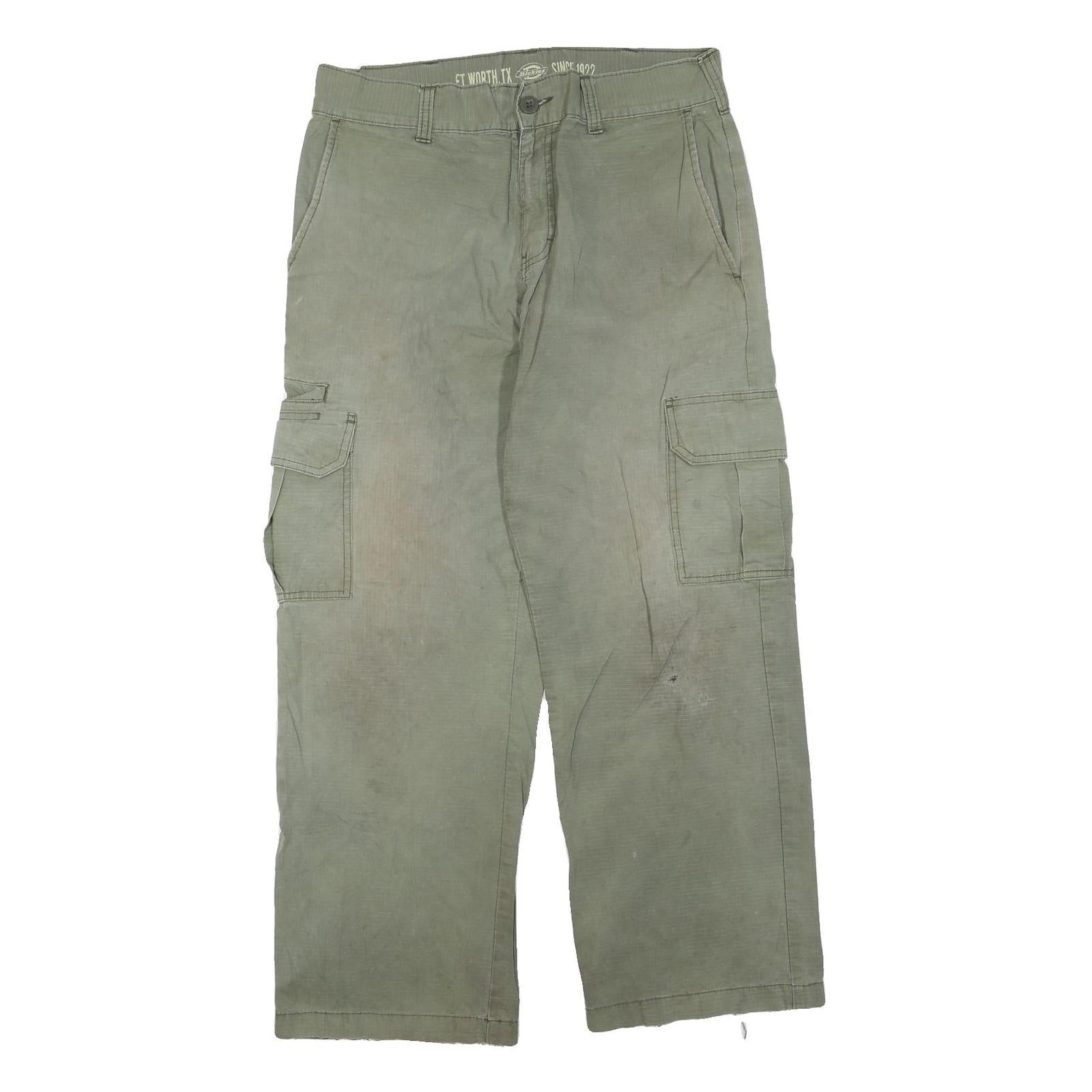 DICKIES Mens Cotton Blend Green Regular Cargo Trousers W32 L27 Workwear Refurbished - N/A refurbished available on Cerqular