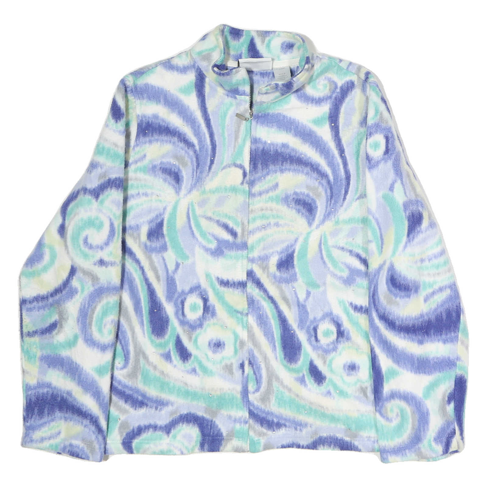 ALFRED DUNNER Womens Blue & Green Polyester Zip Jacket S Printed Pattern Refurbished - N/A refurbished available on Cerqular