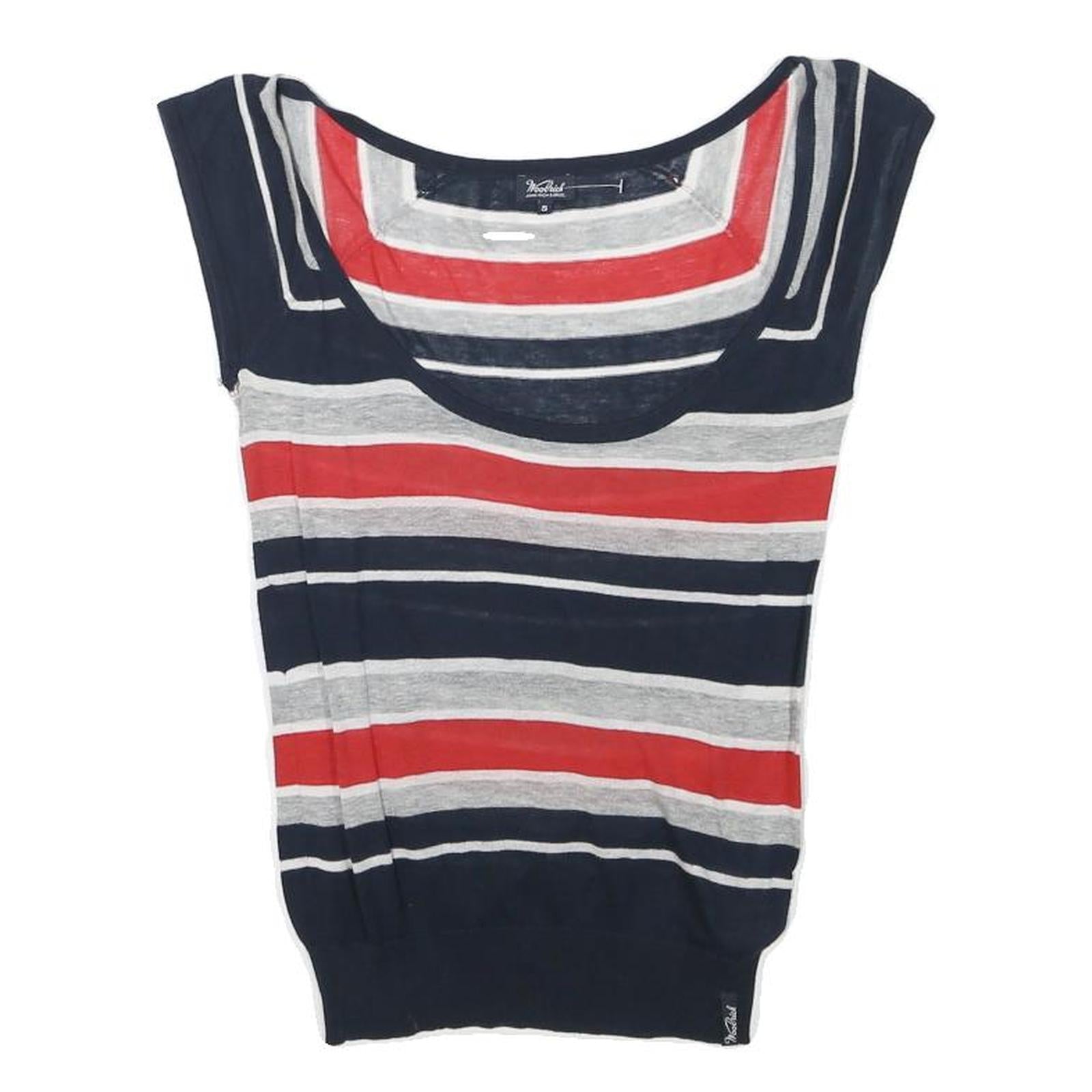 WOOLRICH Womens Navy Blue Red & Grey Printed Top Sleeveless Round Neck S Cotton Refurbished - N/A refurbished available on Cerqular