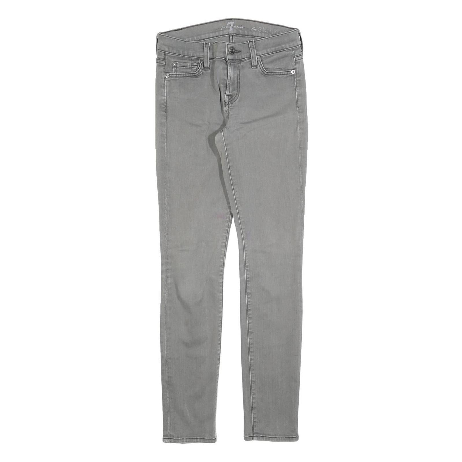 7 FOR ALL MANKIND Womens Jeans Grey Slim Skinny Denim Medium W25 L28 Stylish Zip Refurbished - N/A refurbished available on Cerqular