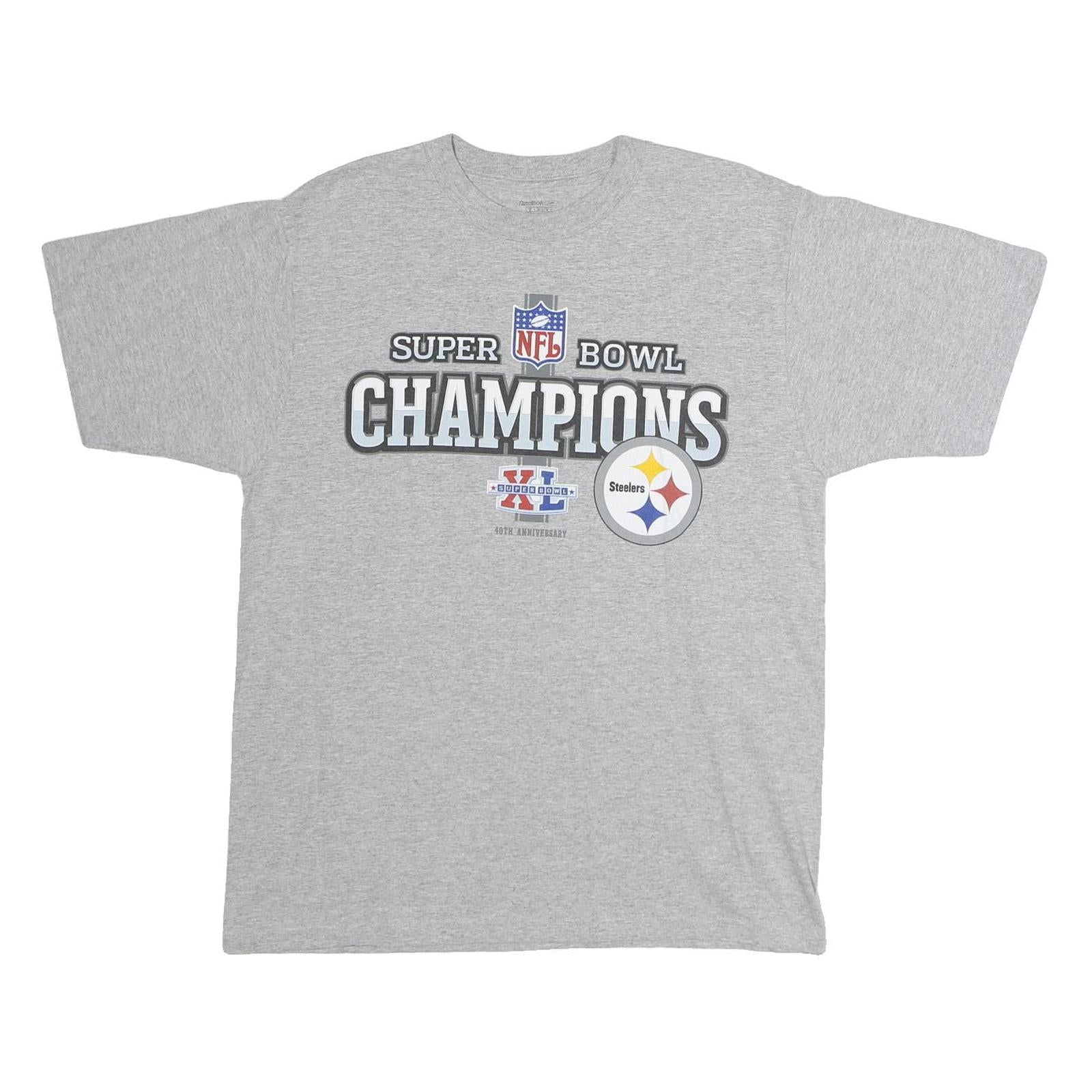REEBOK Mens Grey NFL Super Bowl Champions Graphic T-Shirt M Crew Neck Short Refurbished - N/A refurbished available on Cerqular