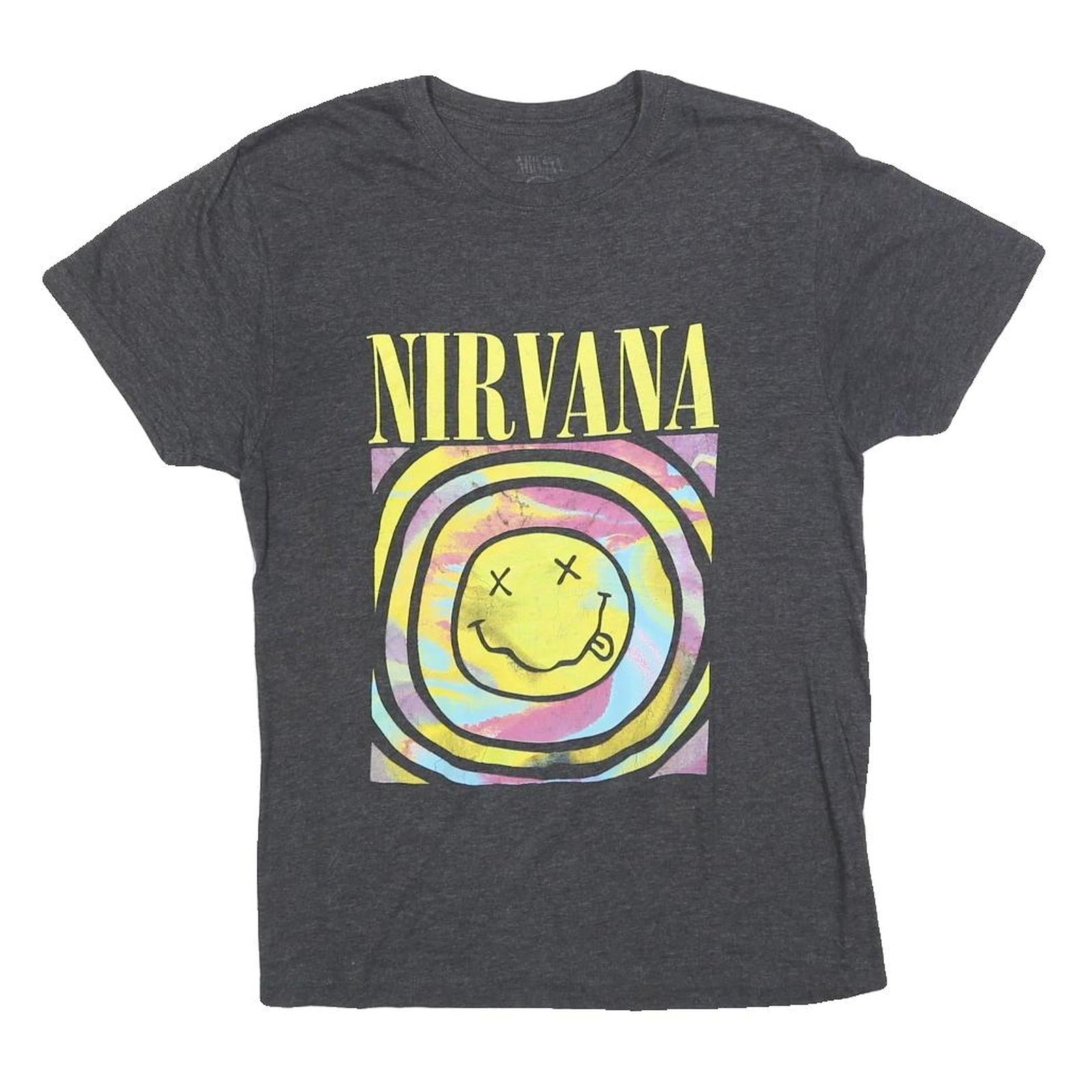NIRVANA Womens Grey Yellow Tie Dye Graphic T-Shirt M Crew Neck Short Sleeve Band Refurbished - N/A refurbished available on Cerqular