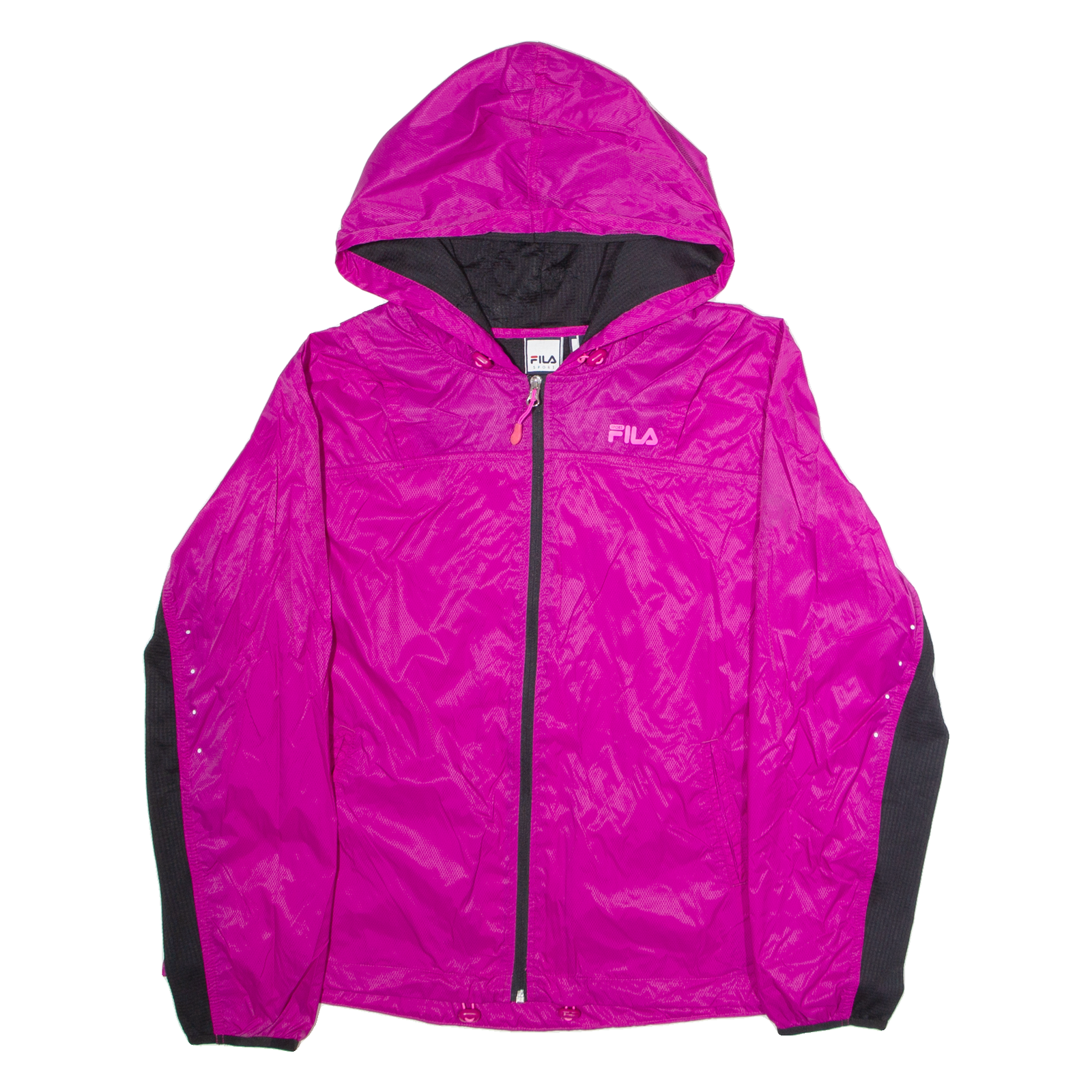 FILA Womens Windbreaker Jacket Pink Hooded Colourblock XL Refurbished - N/A refurbished available on Cerqular