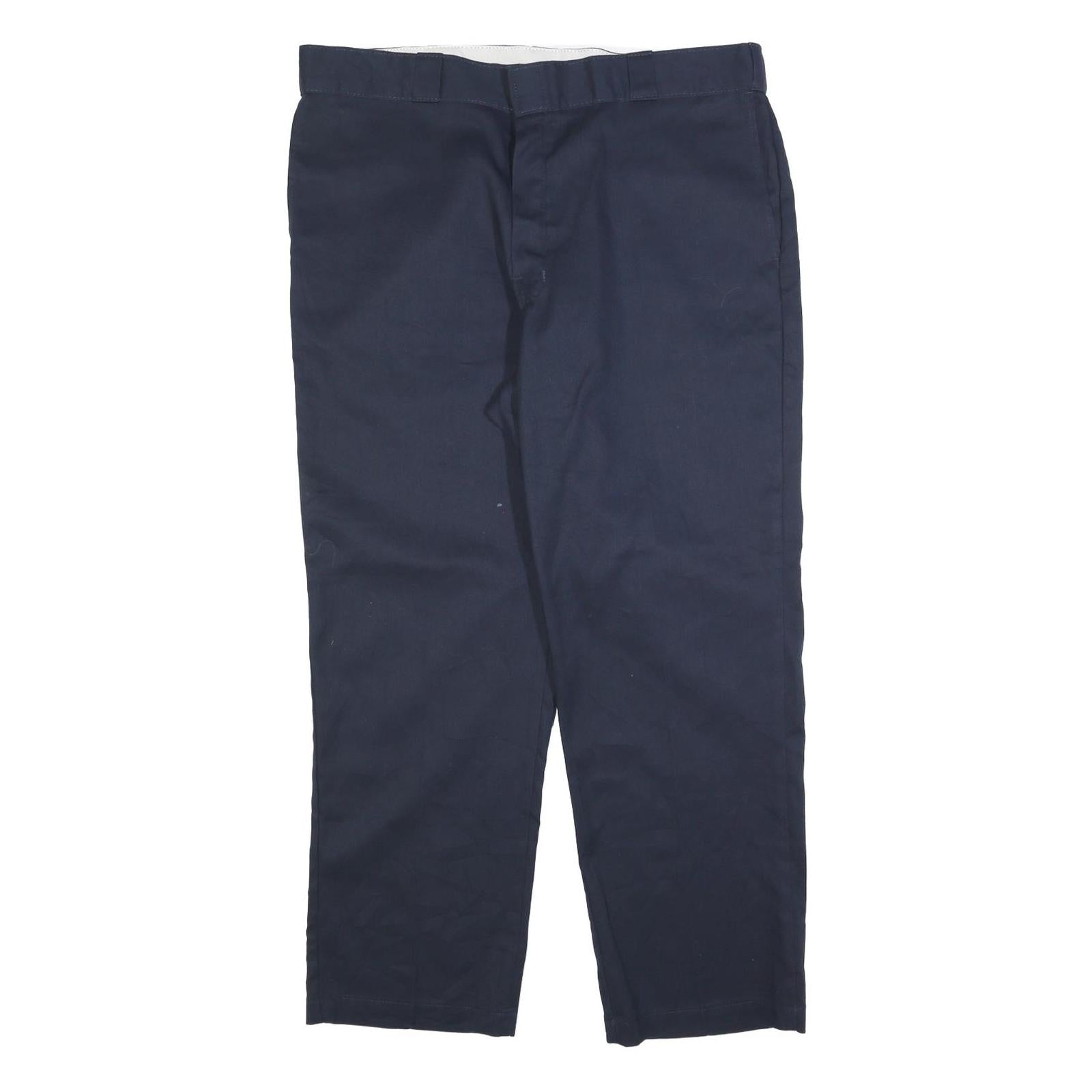 DICKIES Mens Cotton Blend Navy Regular Straight Trousers W40 L30 Workwear Casual Refurbished - N/A refurbished available on Cerqular