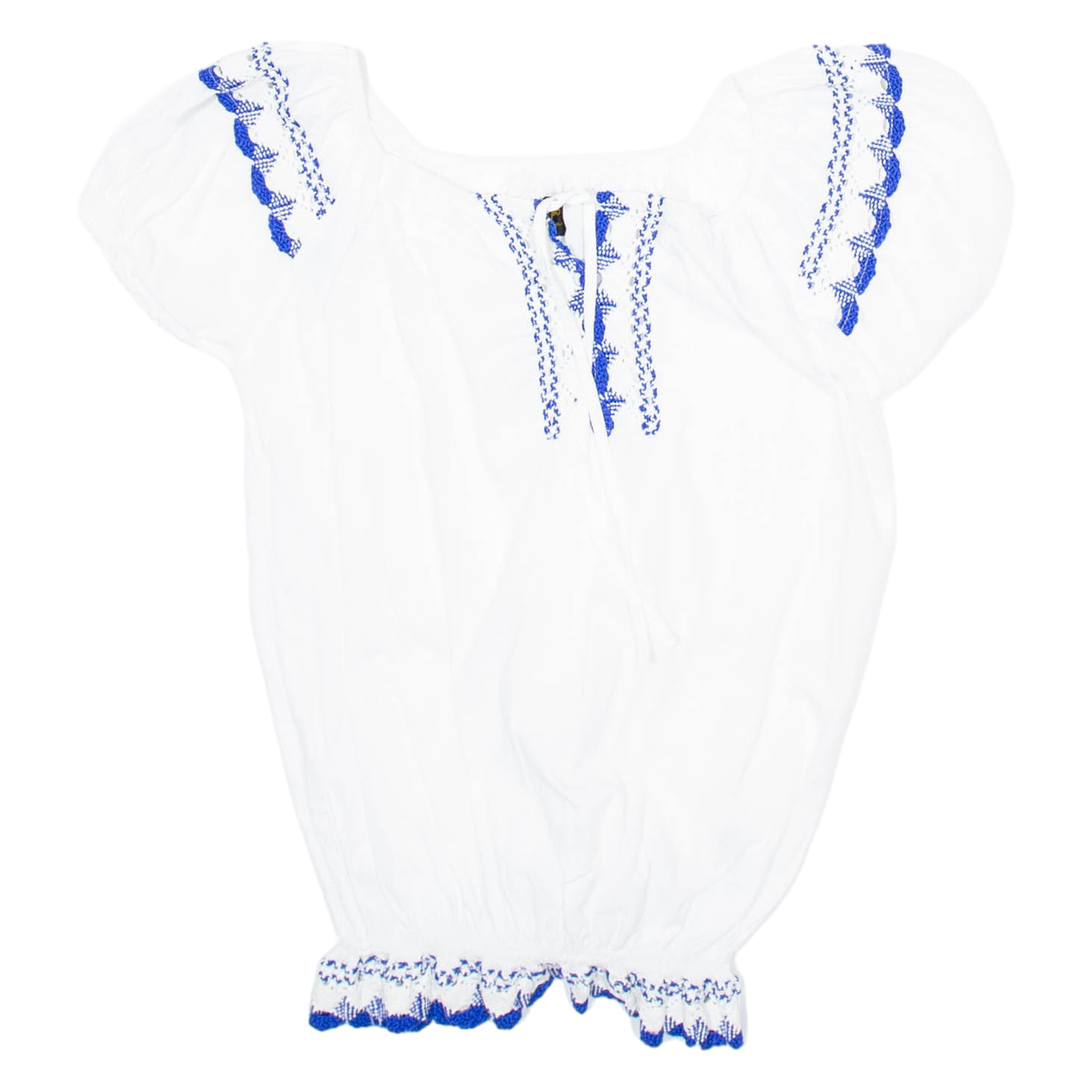 POPO Womens Blouse White Puff Sleeve M Refurbished - N/A refurbished available on Cerqular