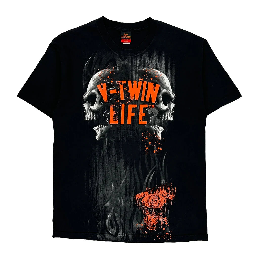 Tomahawk Bike Week 2012 Hot Leathers Graphic T-Shirt - Large Black Cotton Refurbished - Thrifted (note: this is a term often used to describe second- refurbished available on Cerqular
