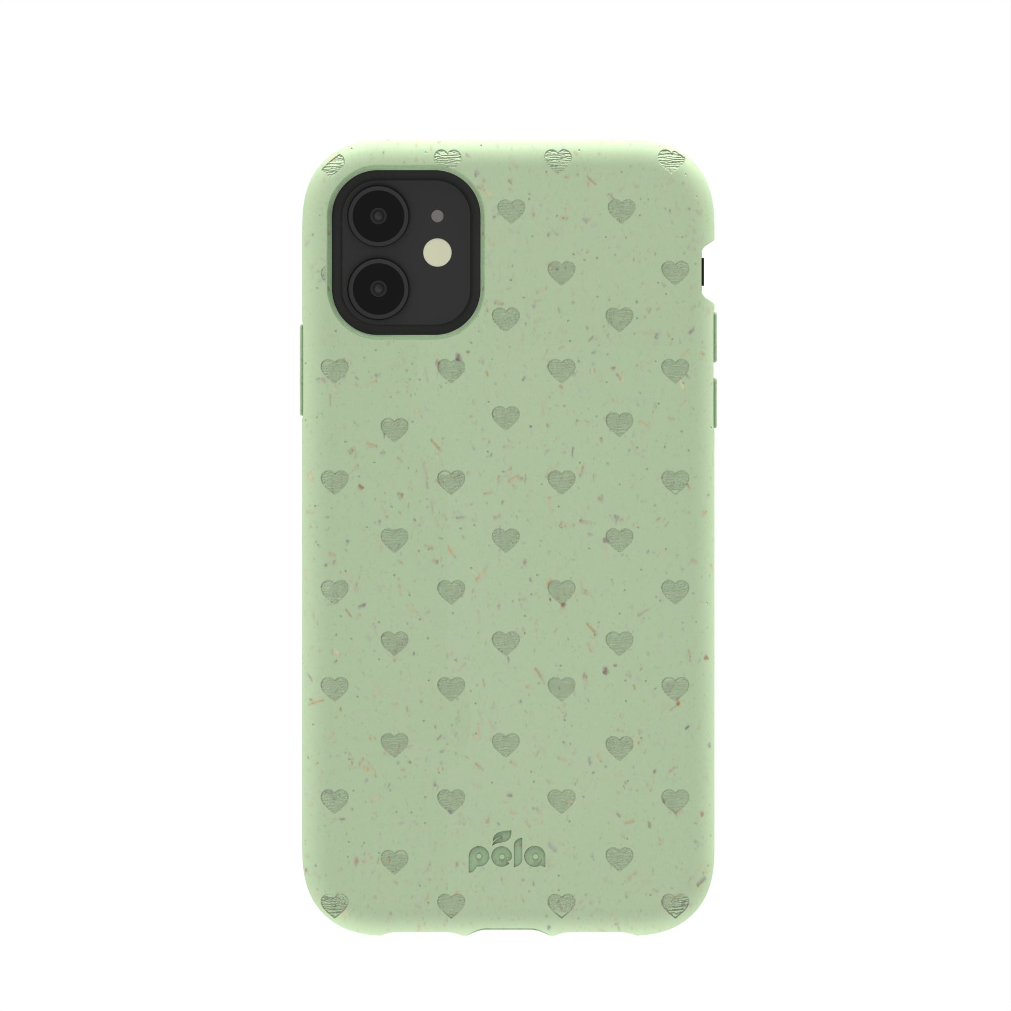 Sage Green Hearts iPhone 11 Case Refurbished - Pela Case refurbished available on Cerqular