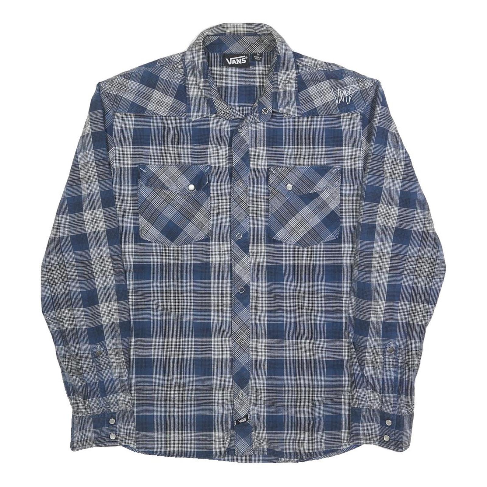 VANS Mens Blue Check Shirt M Cotton Blend Long Sleeve Casual Button Refurbished - N/A refurbished available on Cerqular