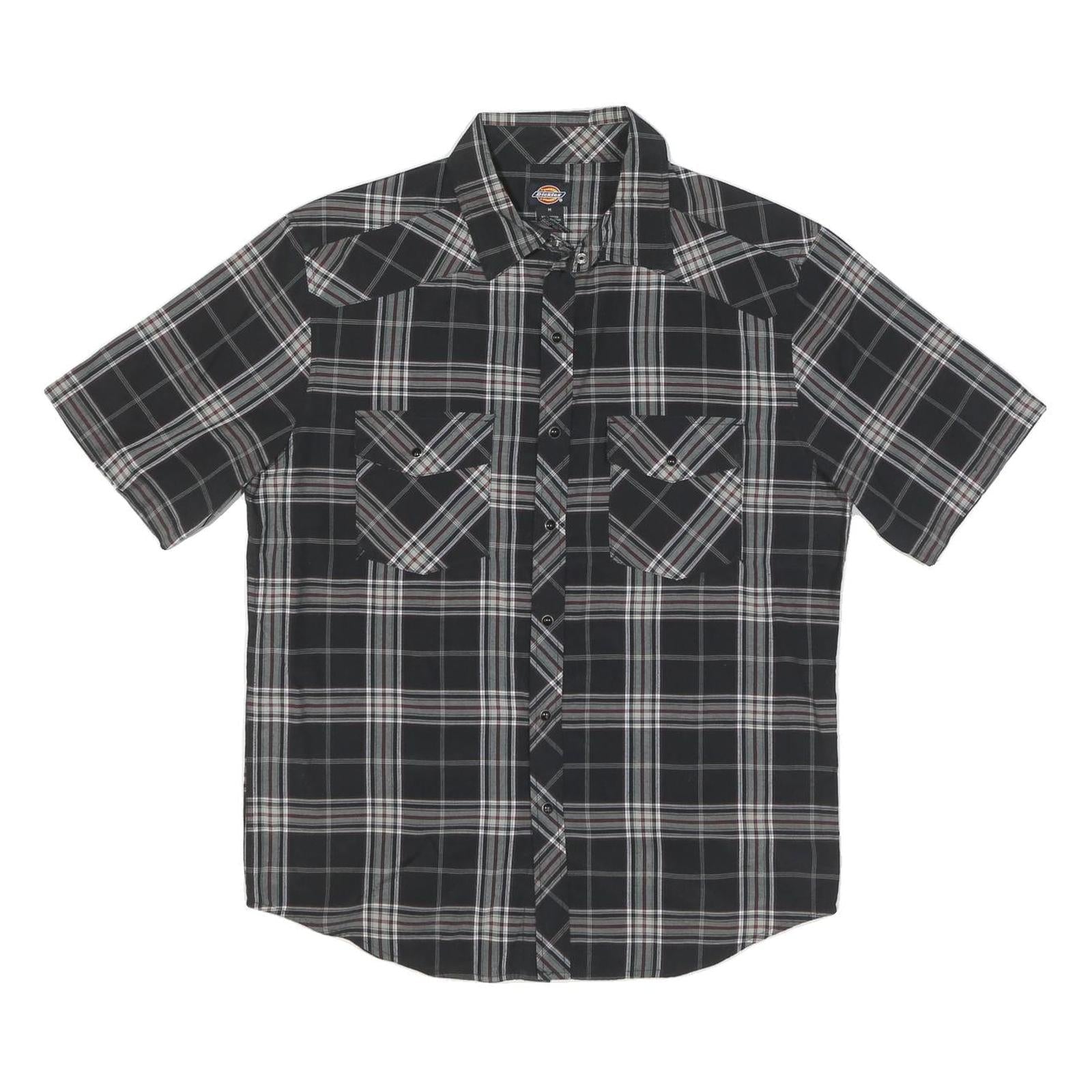 DICKIES Mens Black & Grey Check Short Sleeve Shirt M Workwear Casual Refurbished - N/A refurbished available on Cerqular