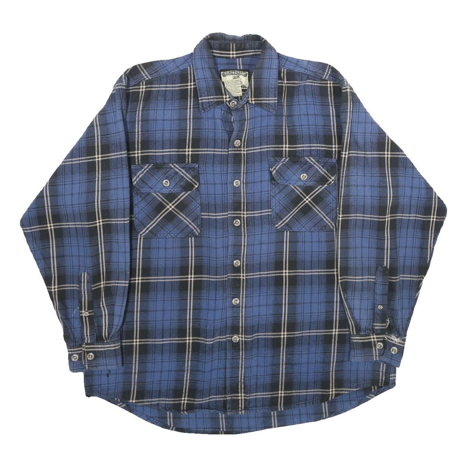 FIELD & STREAM Mens Blue Plaid Shirt L Cotton Long Sleeve Casual Workwear Refurbished - N/A refurbished available on Cerqular