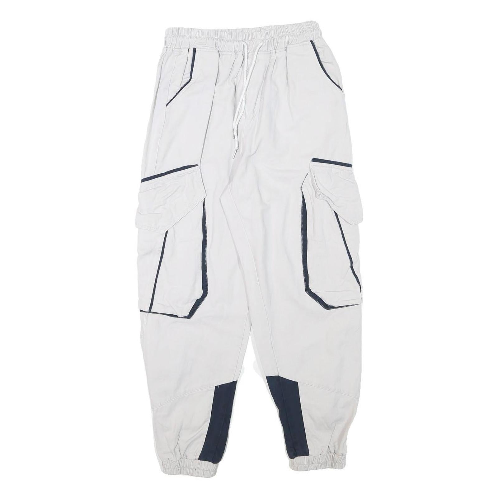 Buy Mens White & Navy Relaxed Cargo Drawstring Cotton Blend Trousers W24 L25 Casual Refurbished - $23.39 Mens White & Navy Relaxed Cargo Drawstring Cotton Blend Trousers W24 L25 Casual Refurbished - N/A refurbished available on Cerqular